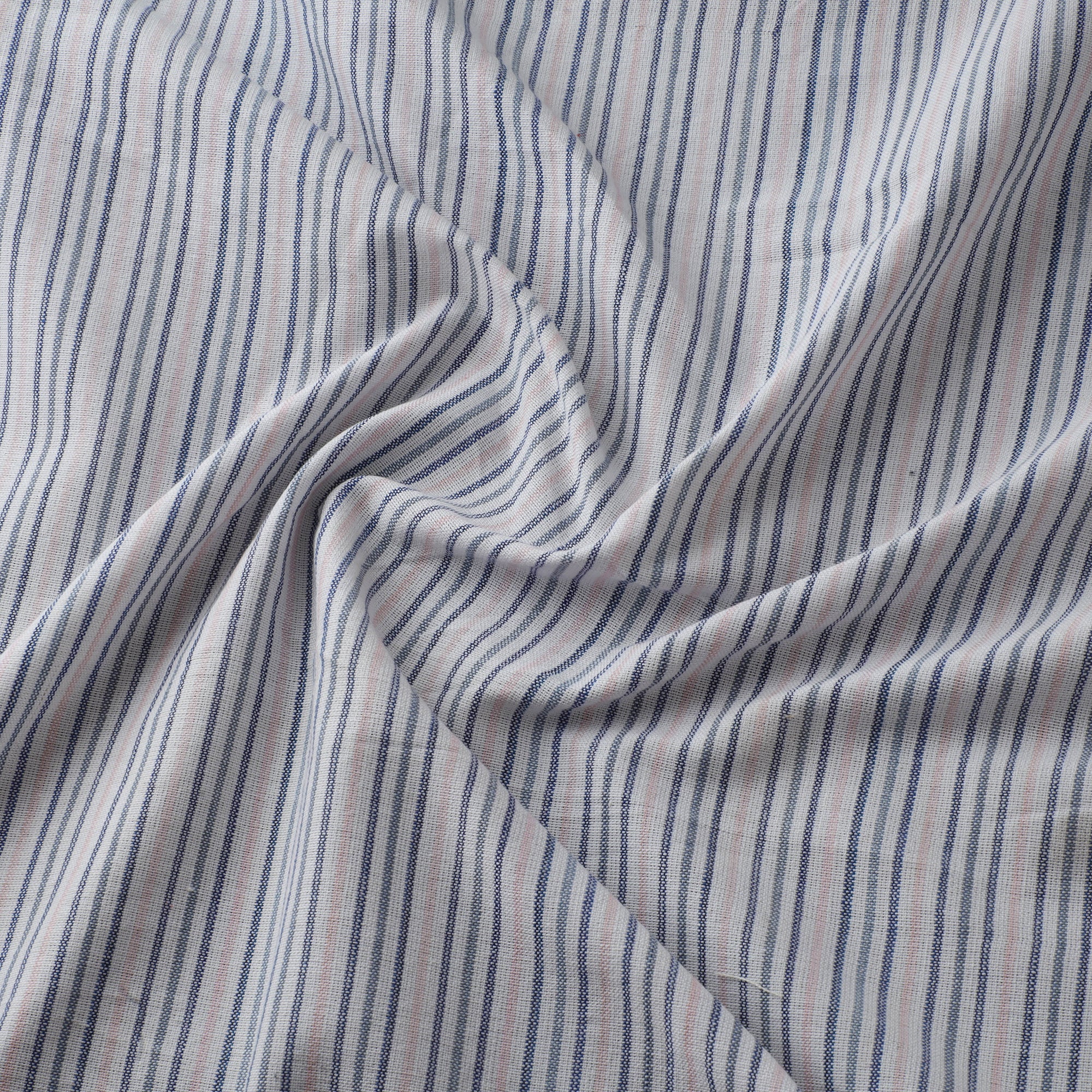 Gray - Jhiri Pure Handloom Stripes Cotton Fabric 07 - Image 3