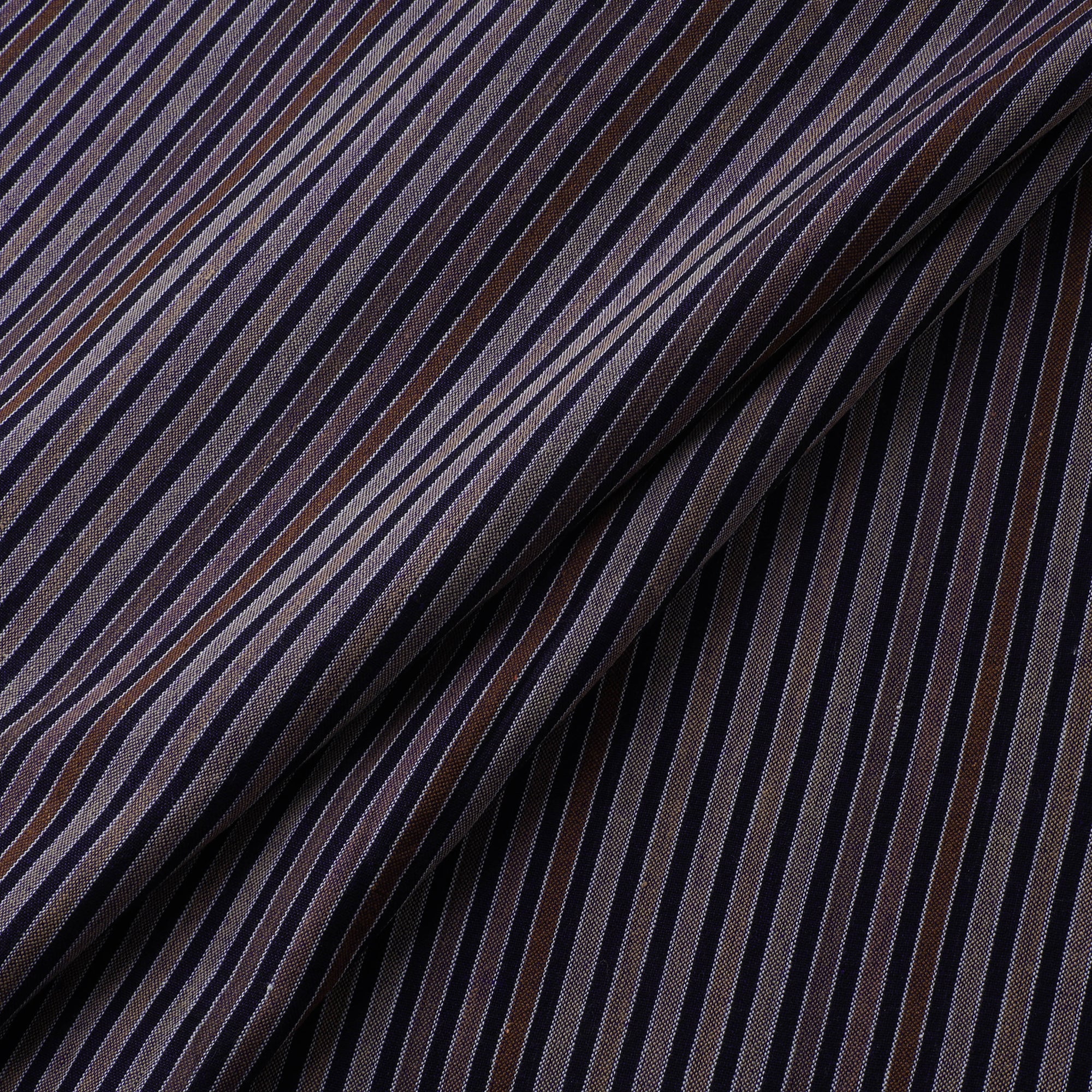 Purple - Jhiri Pure Handloom Stripes Cotton Fabric 13 - Image 2