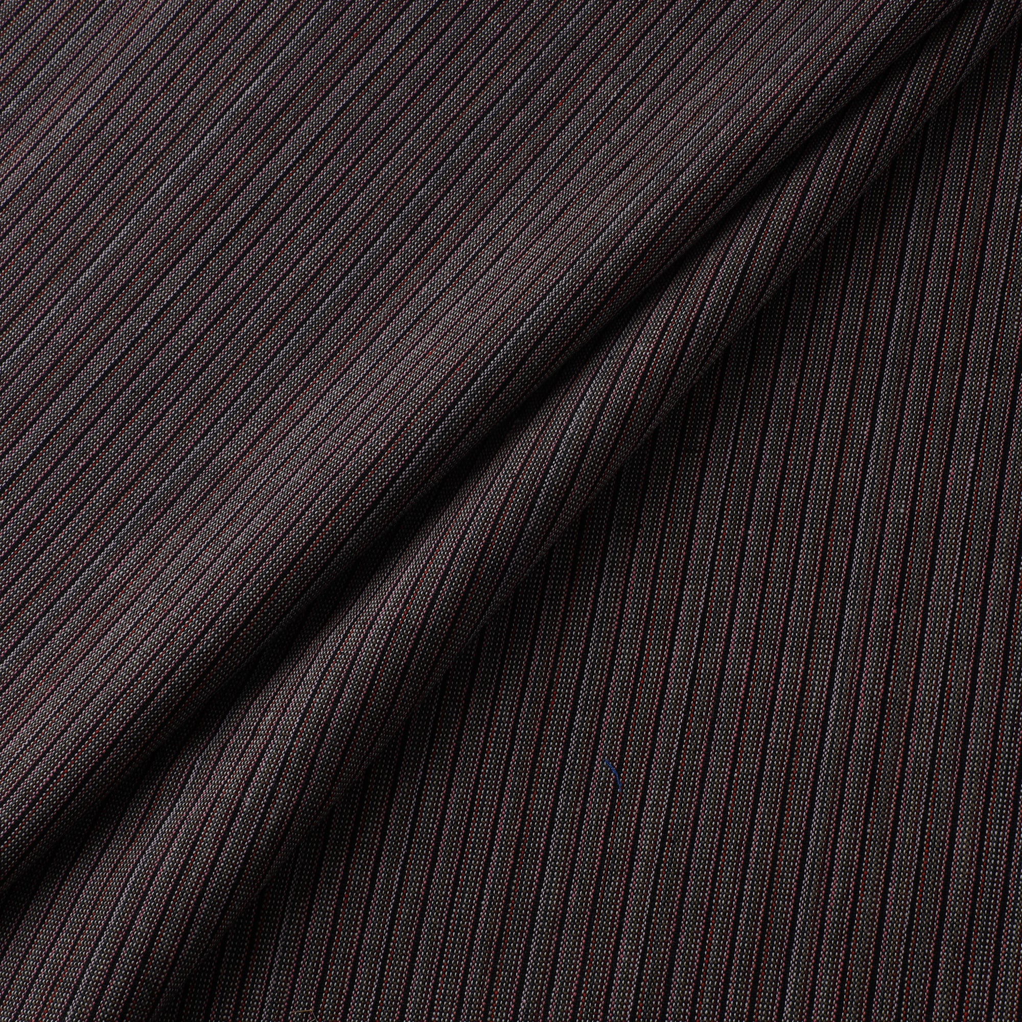 Brown - Jhiri Pure Handloom Stripes Cotton Fabric 16 - Image 2