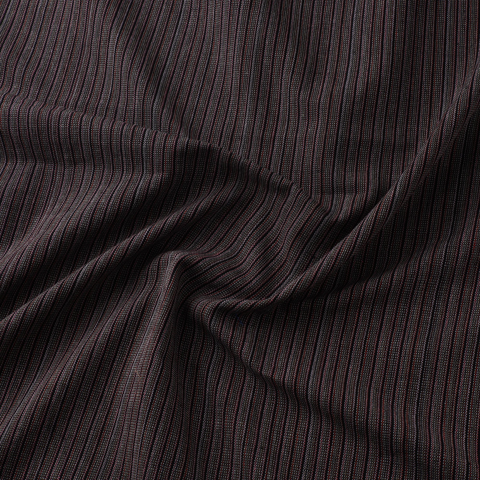 Brown - Jhiri Pure Handloom Stripes Cotton Fabric 16 - Image 3