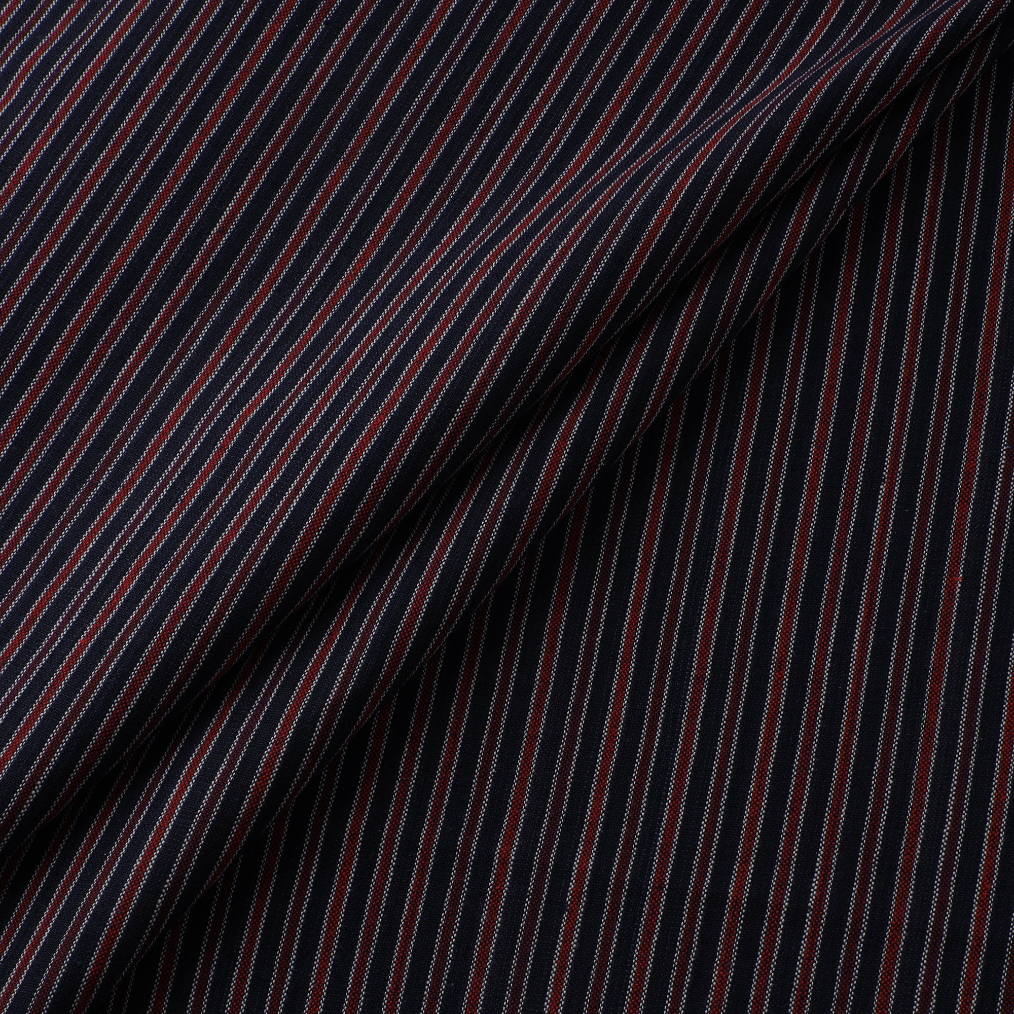 Brown - Jhiri Pure Handloom Stripes Cotton Fabric 17 - Image 2