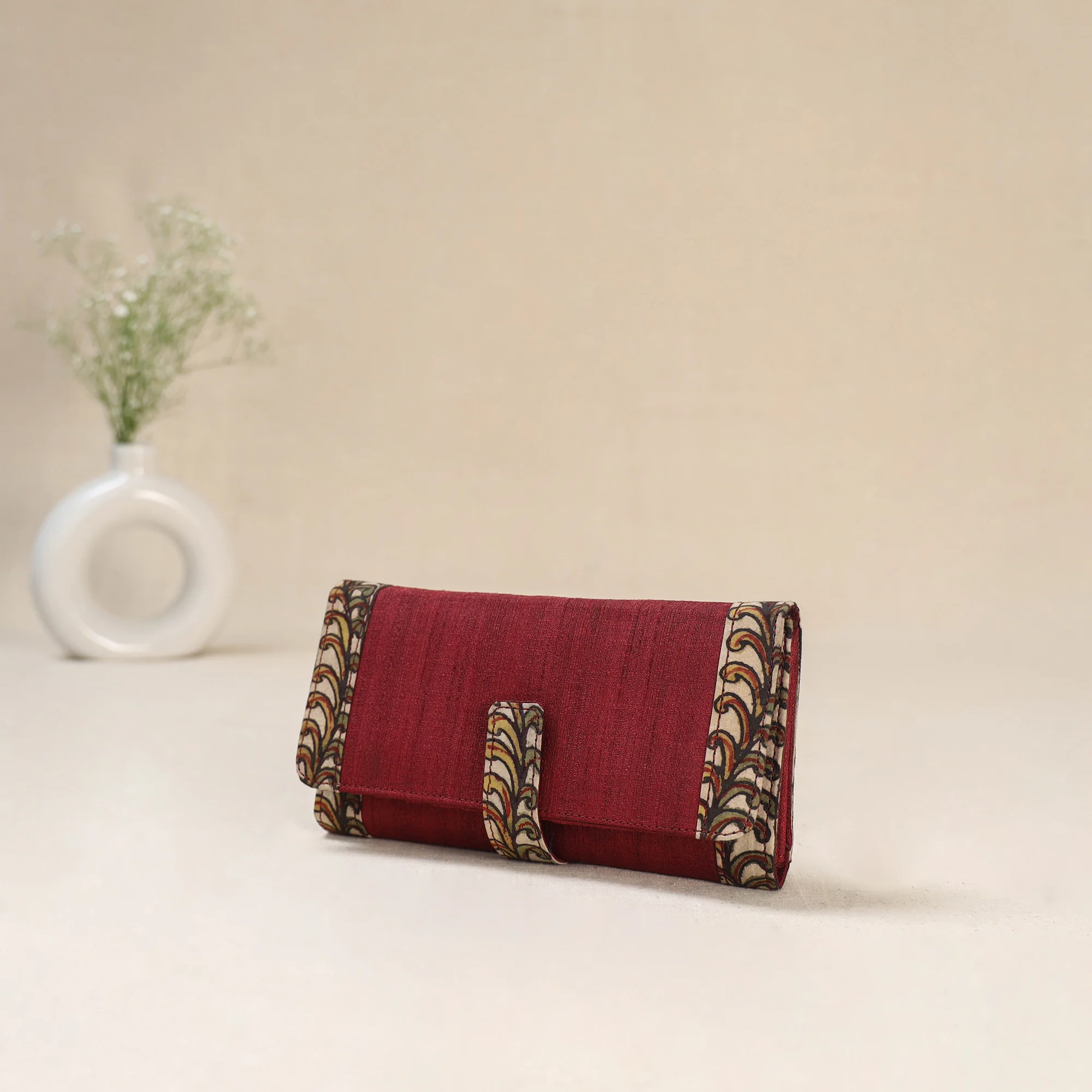 Red - Srikalahasti Kalamkari Handpainted Clutch / Wallet 68 - Image 2