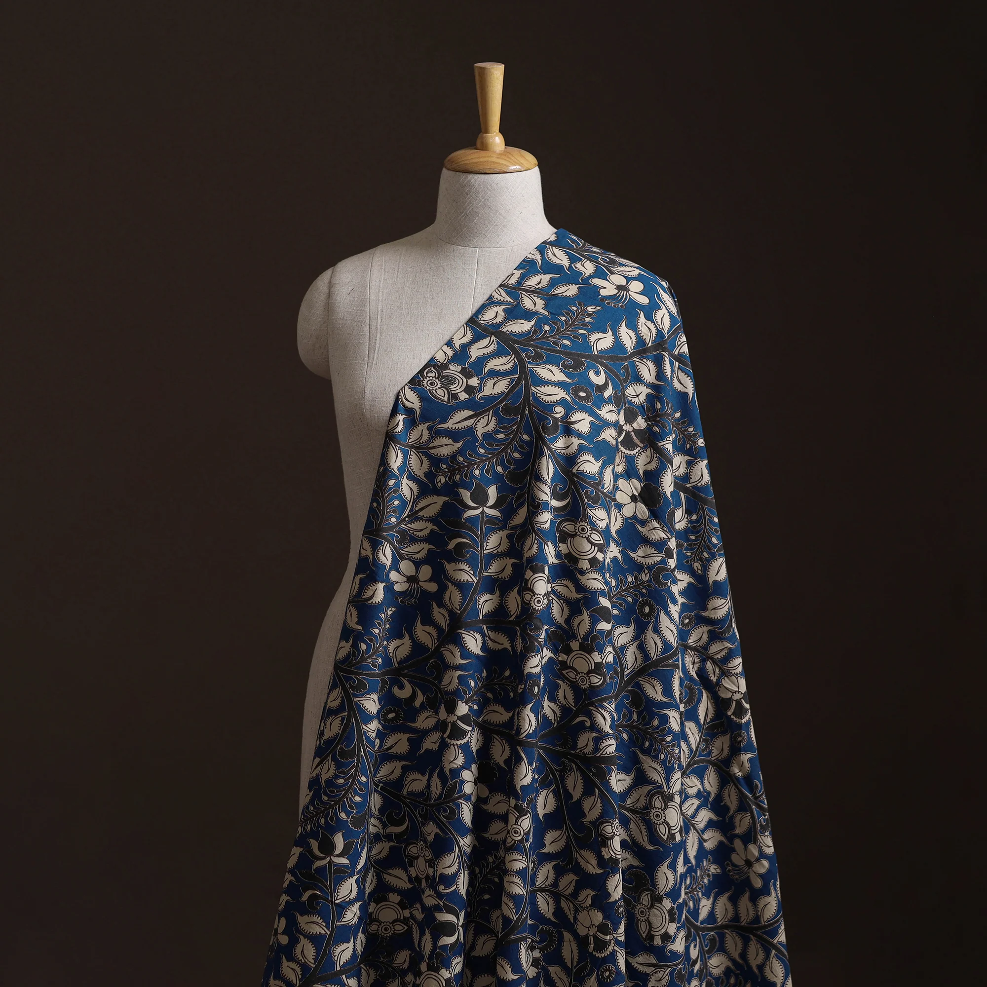 Blue - Kalamkari Printed Cotton Fabric 11