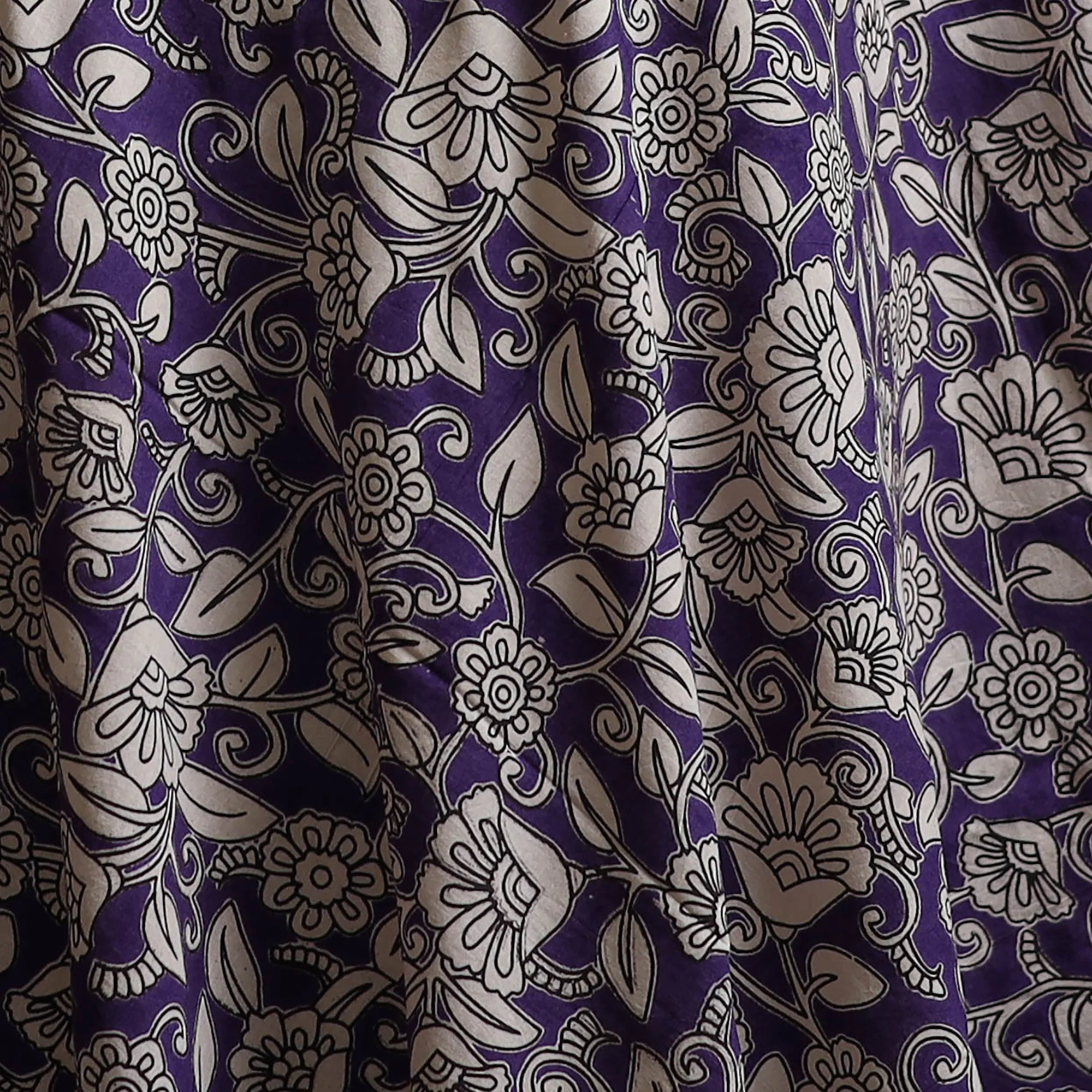 Purple - Kalamkari Printed Cotton Fabric 23 - Image 3