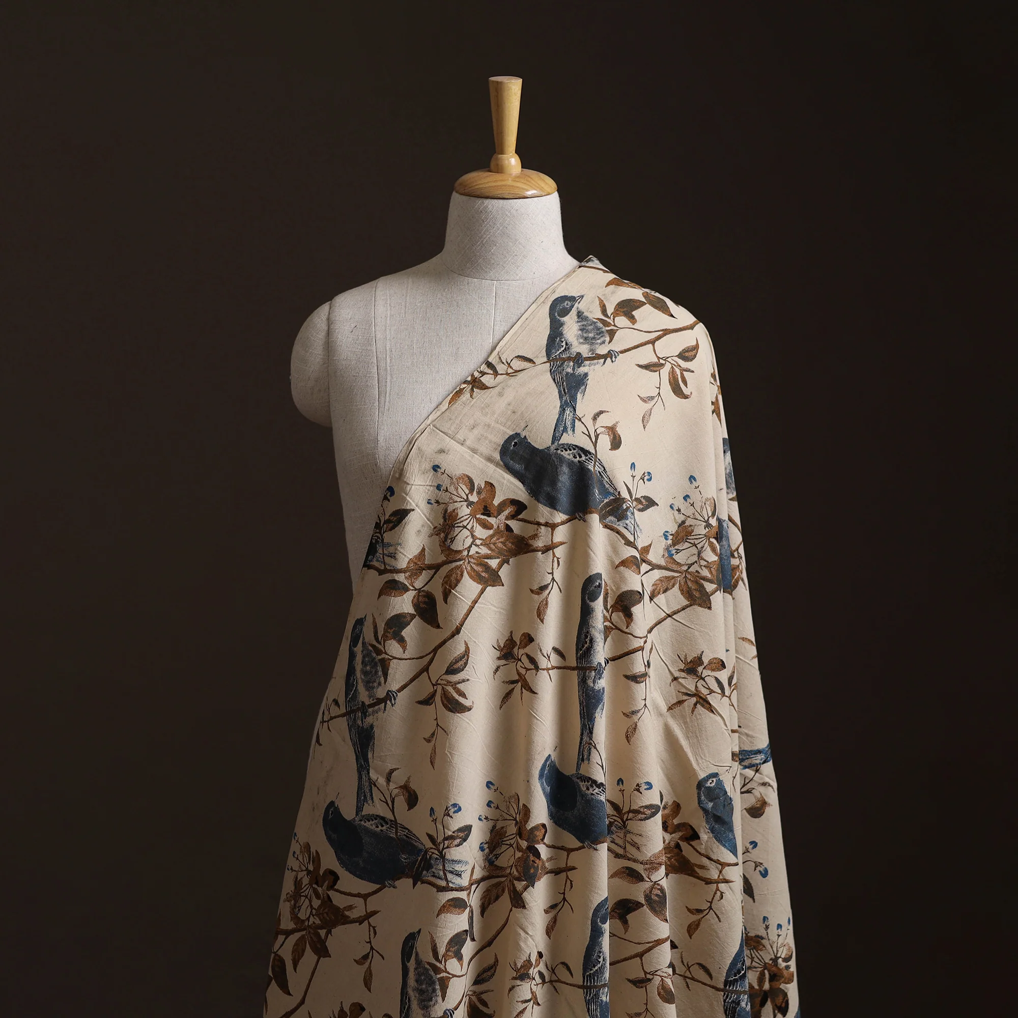 Beige - Kalamkari Printed Cotton Fabric 25