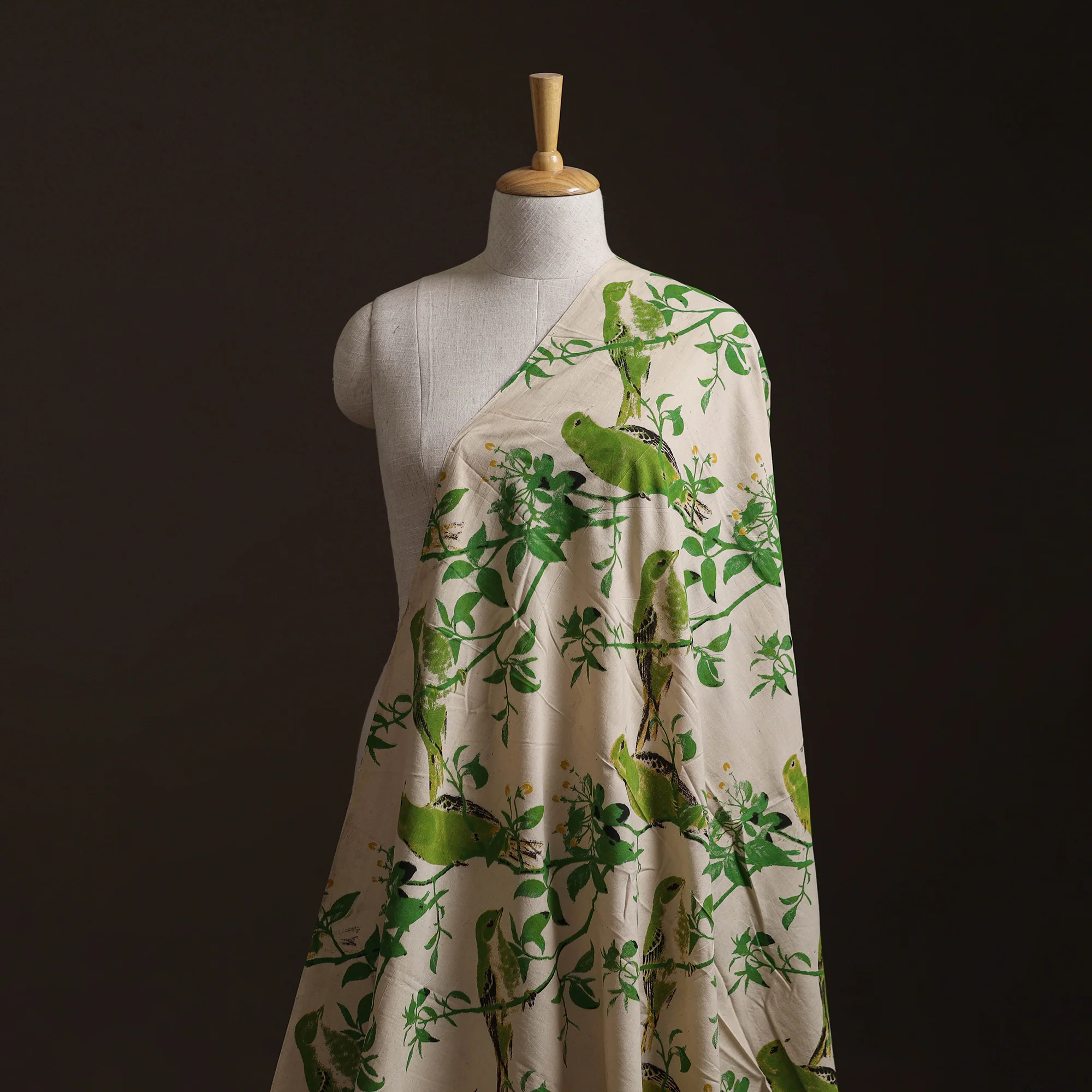 Beige - Kalamkari Printed Cotton Fabric 26