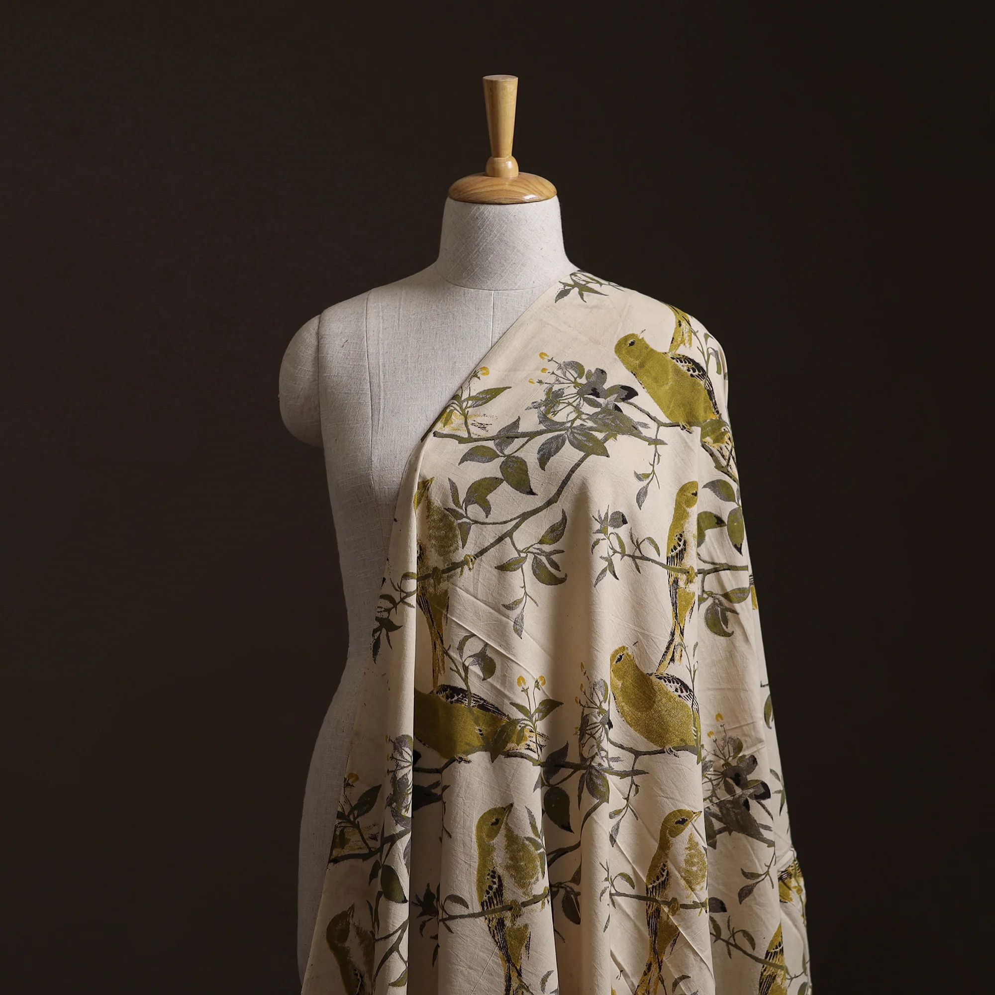 Beige - Kalamkari Printed Cotton Fabric 27
