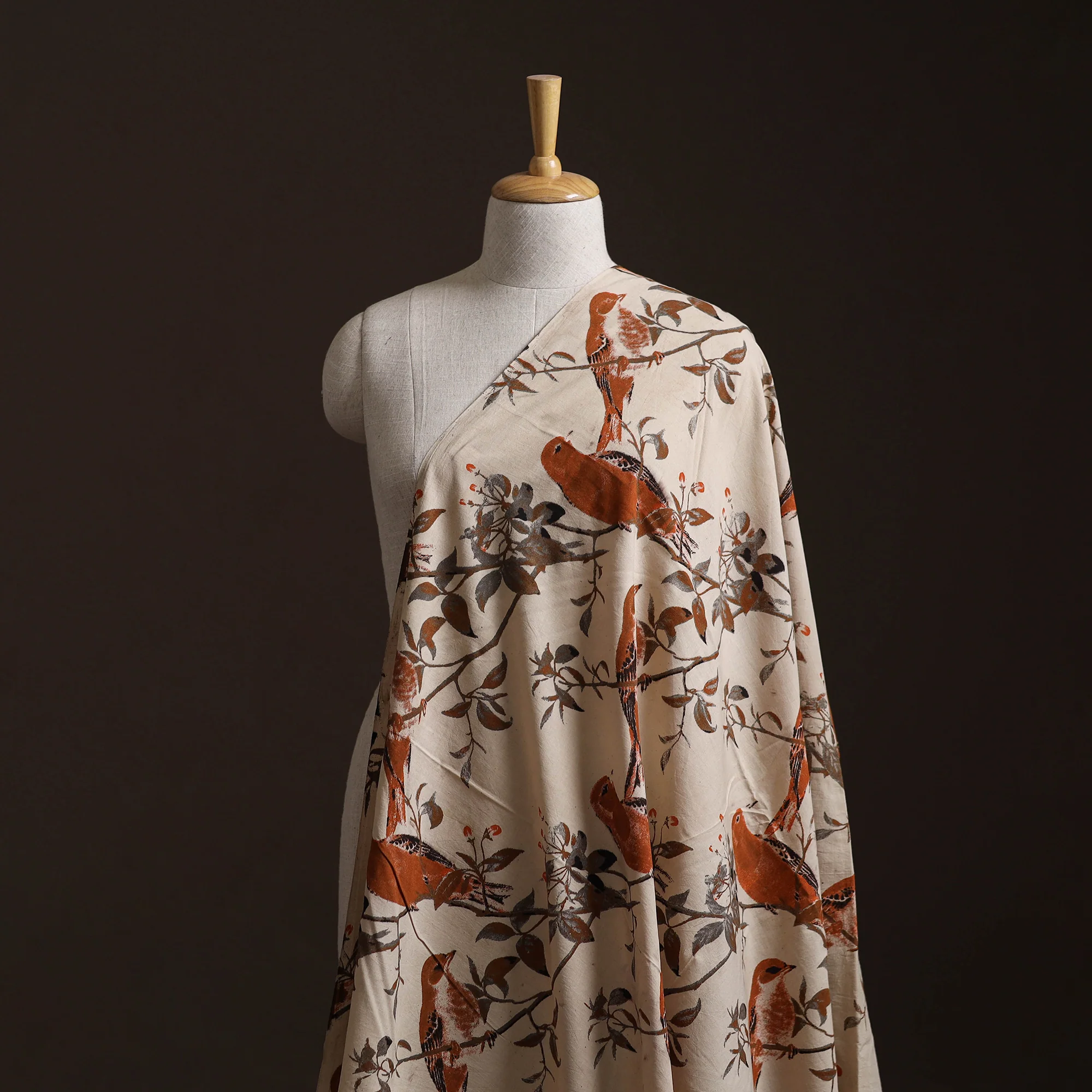 Beige - Kalamkari Printed Cotton Fabric 28