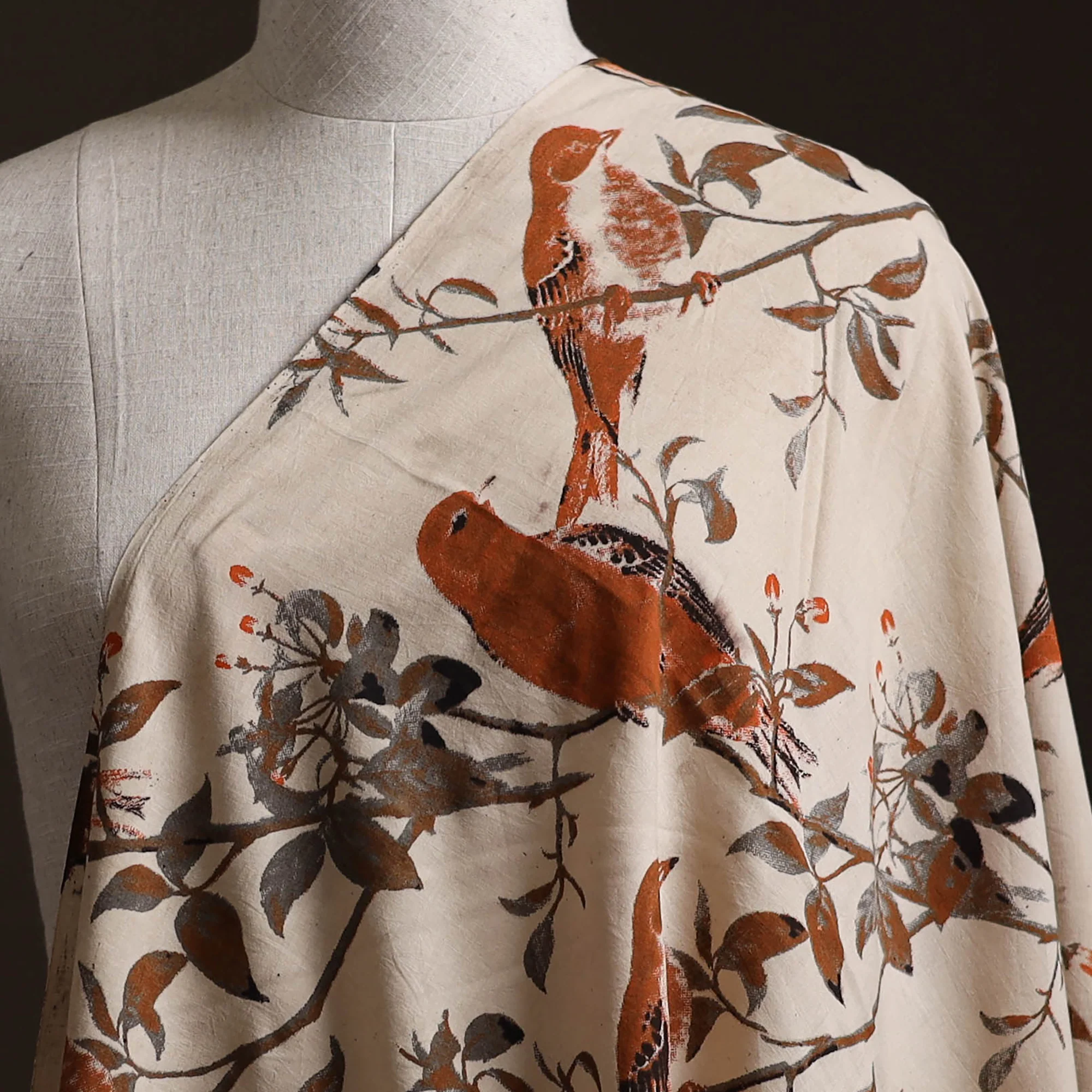 Beige - Kalamkari Printed Cotton Fabric 28 - Image 2