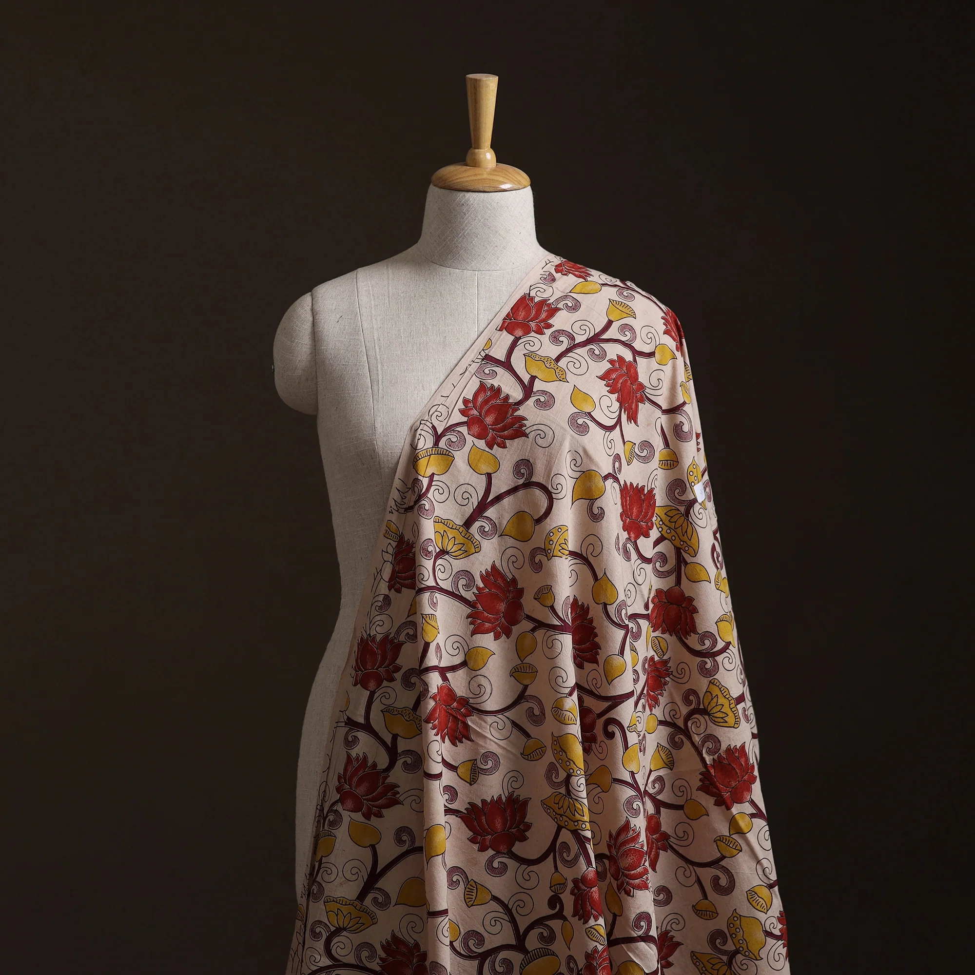 Beige - Kalamkari Printed Cotton Fabric 31