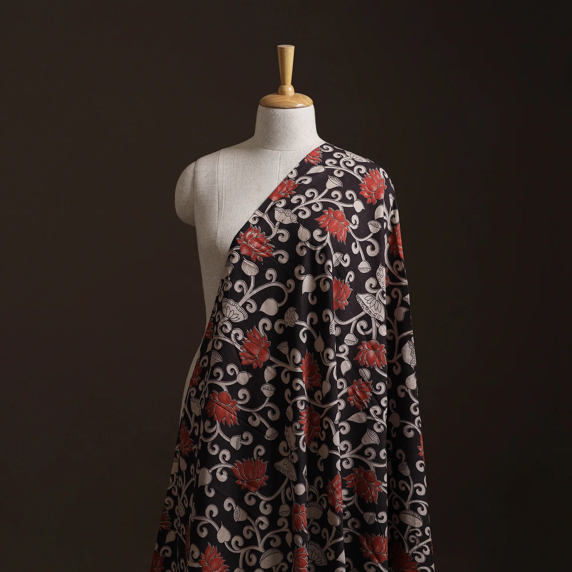 Black - Kalamkari Printed Cotton Fabric 40