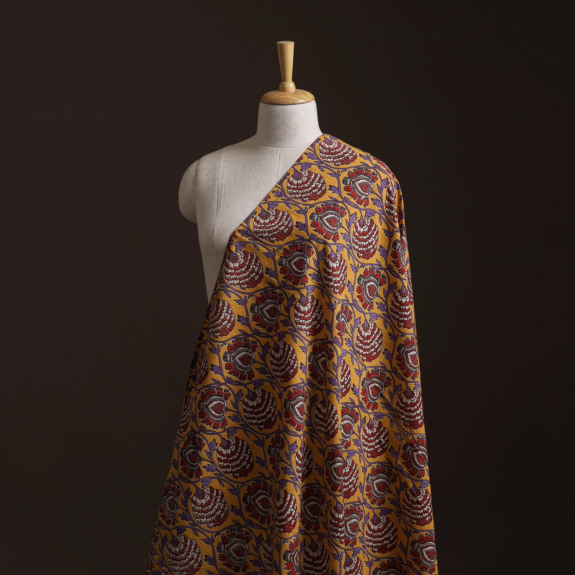 Yellow - Kalamkari Printed Cotton Fabric 47