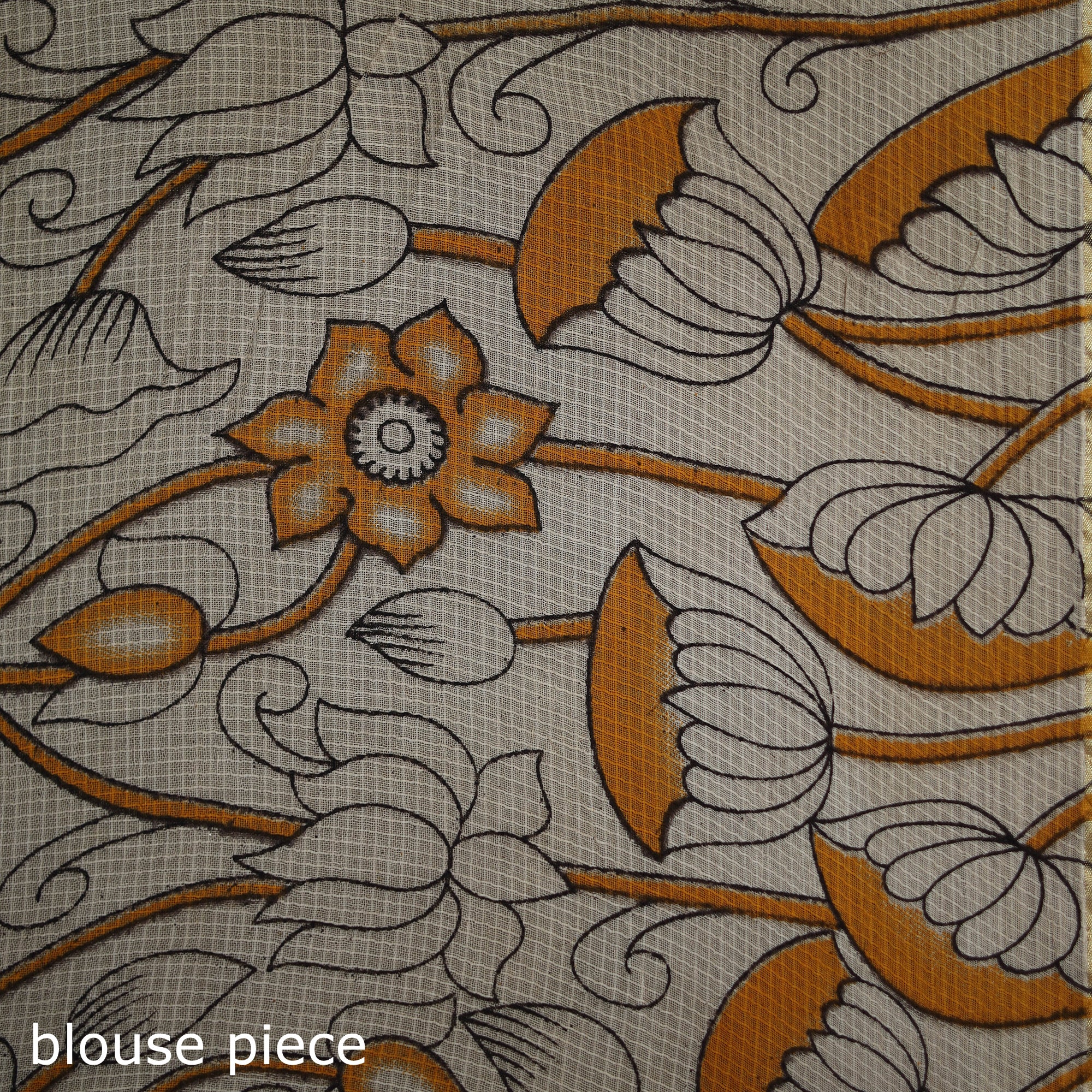 Kalamkari Printed Kota Doria Cotton Saree 09 - Image 5
