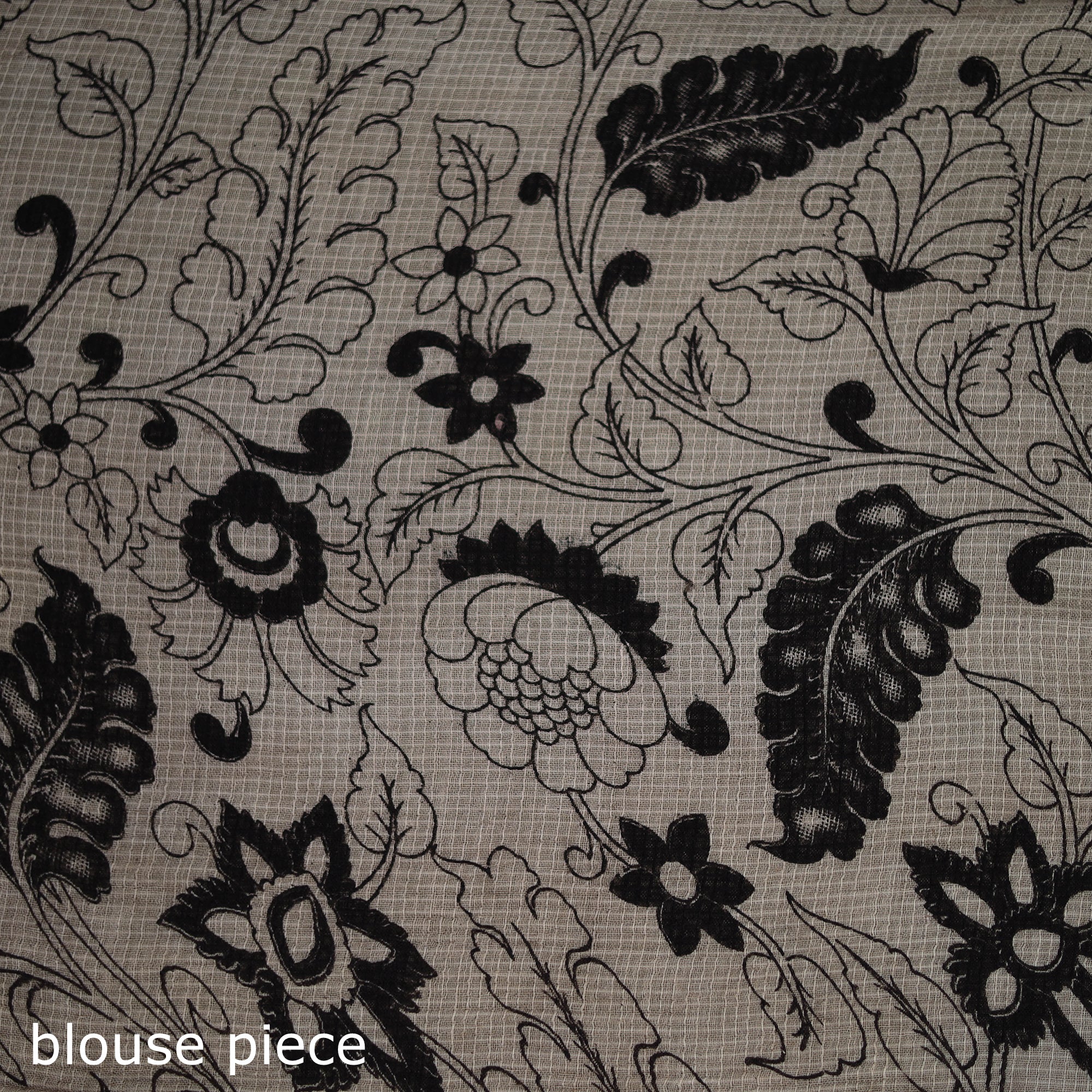 Kalamkari Printed Kota Doria Cotton Saree 10 - Image 5