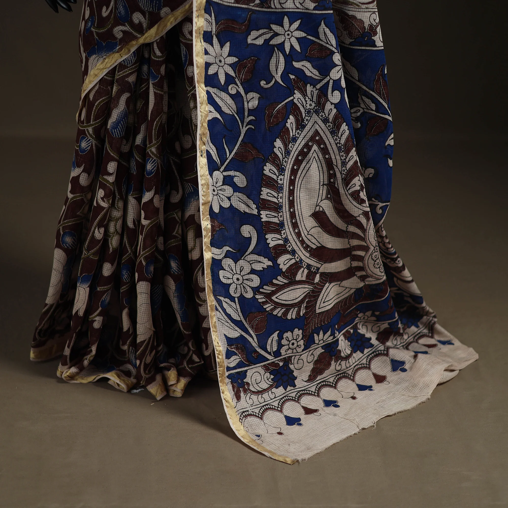 Kalamkari Printed Kota Doria Cotton Saree 12 - Image 4