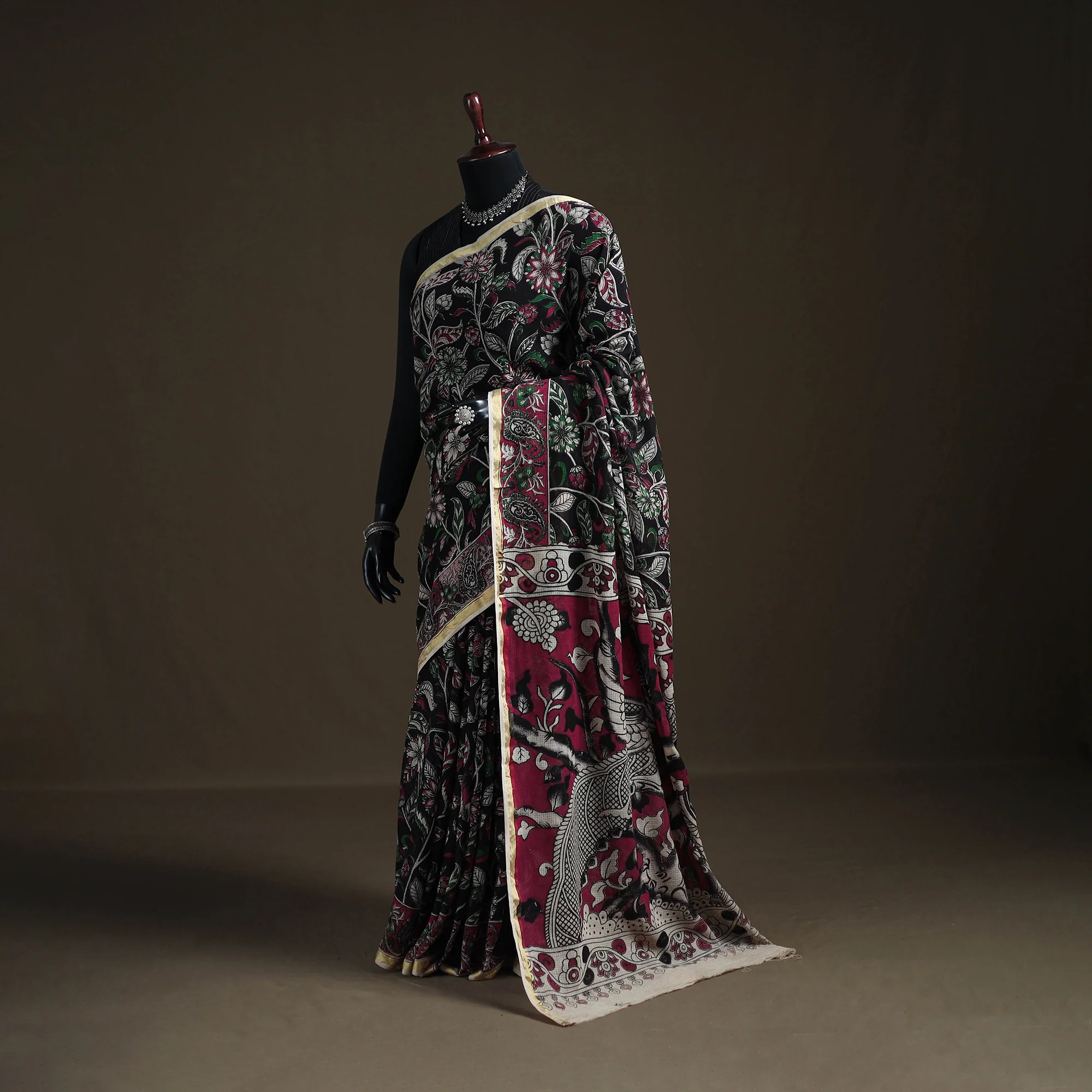 Kalamkari Printed Kota Doria Cotton Saree 16