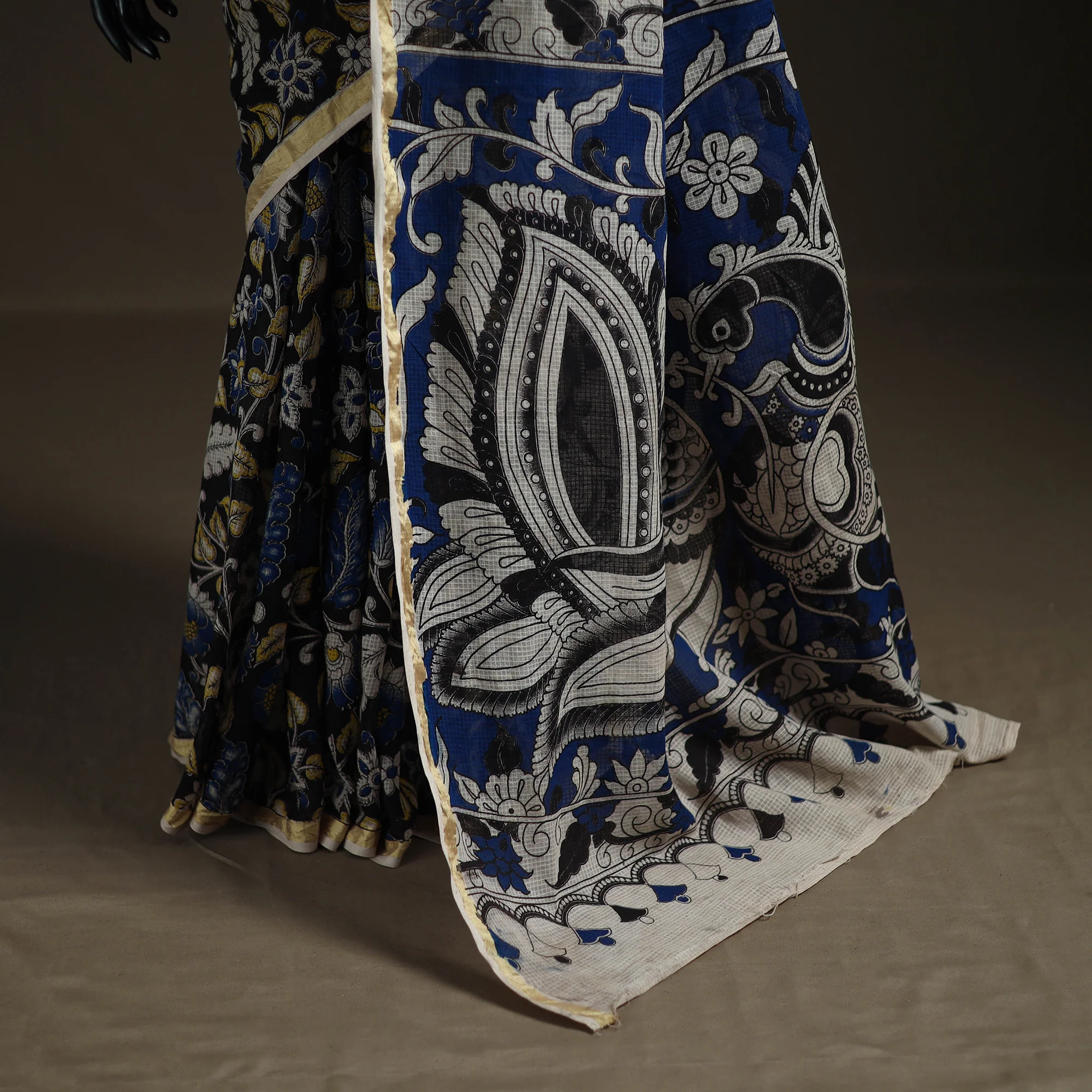 Kalamkari Printed Kota Doria Cotton Saree 17 - Image 4
