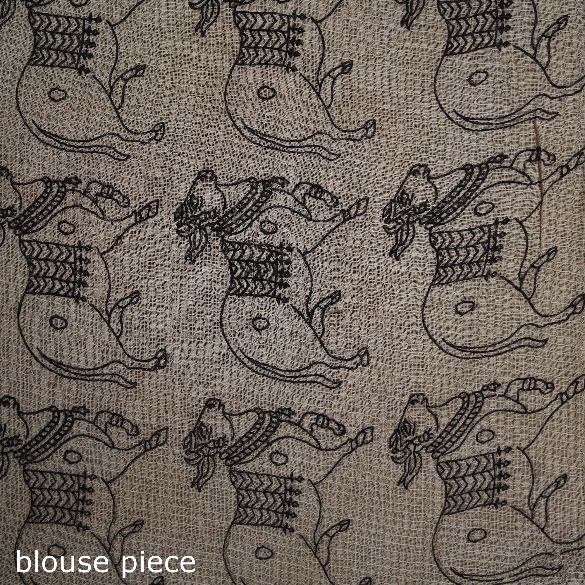 Kalamkari Printed Kota Doria Cotton Saree 22 - Image 5