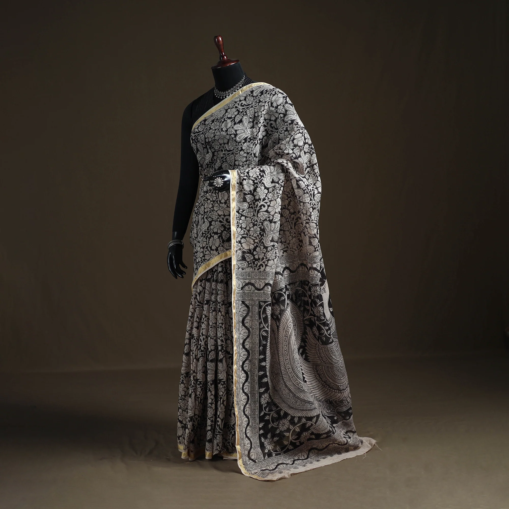 Kalamkari Printed Kota Doria Cotton Saree 26