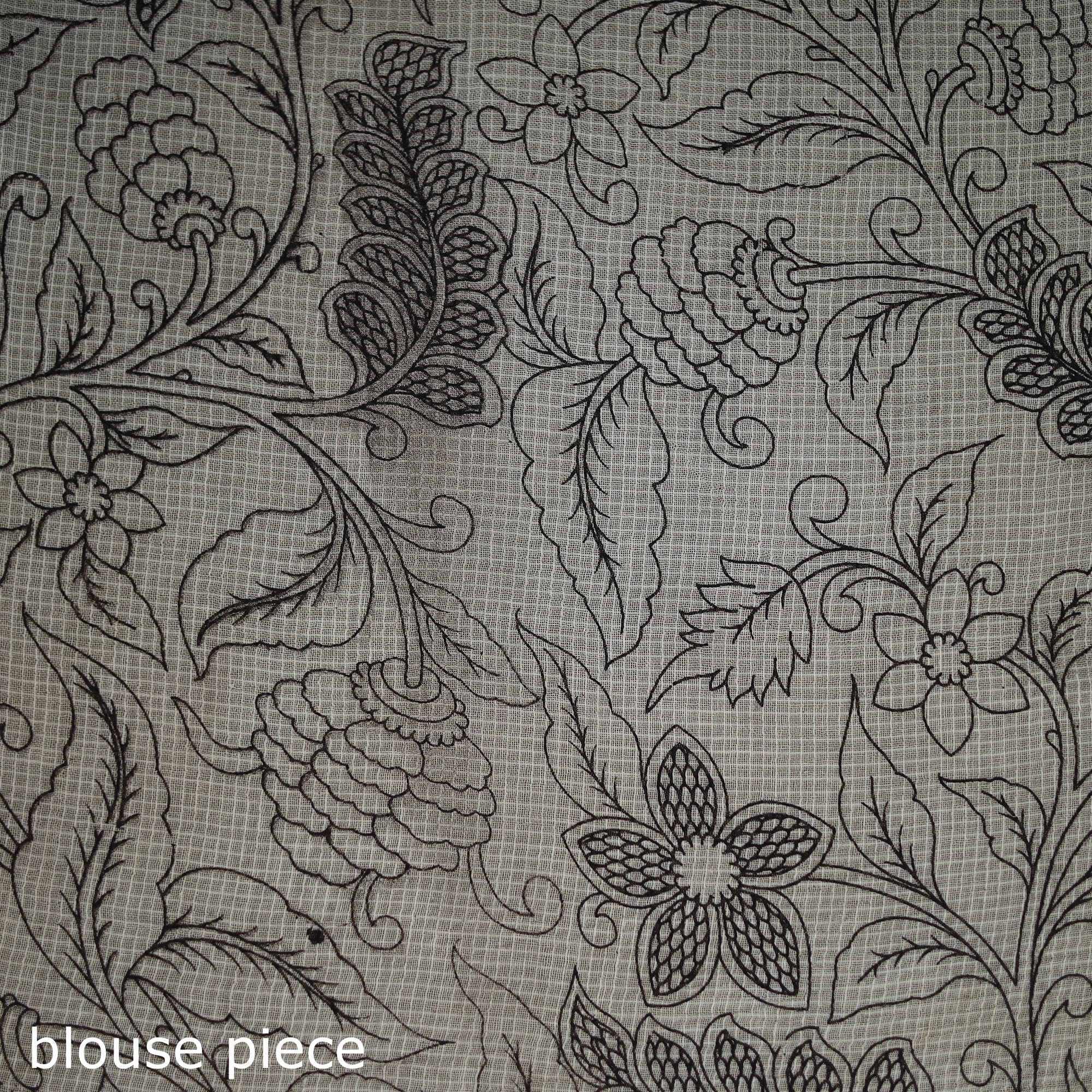 Kalamkari Printed Kota Doria Cotton Saree 28 - Image 5