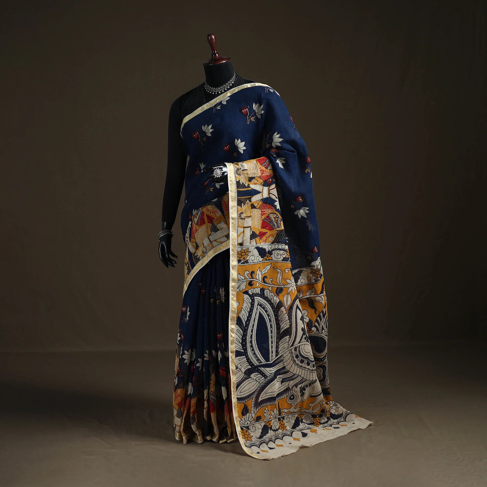 Kalamkari Printed Kota Doria Cotton Saree 30