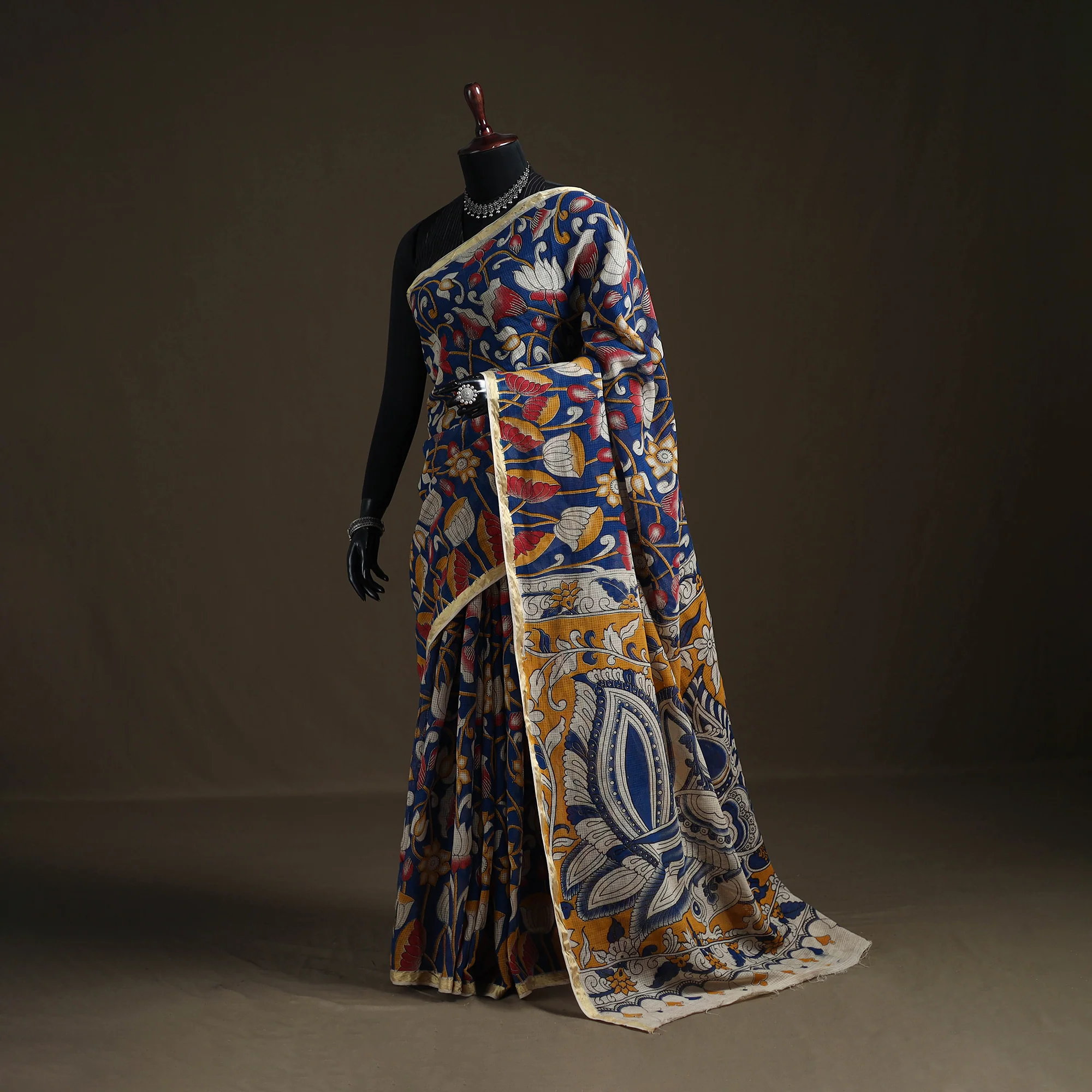 Kalamkari Printed Kota Doria Cotton Saree 31