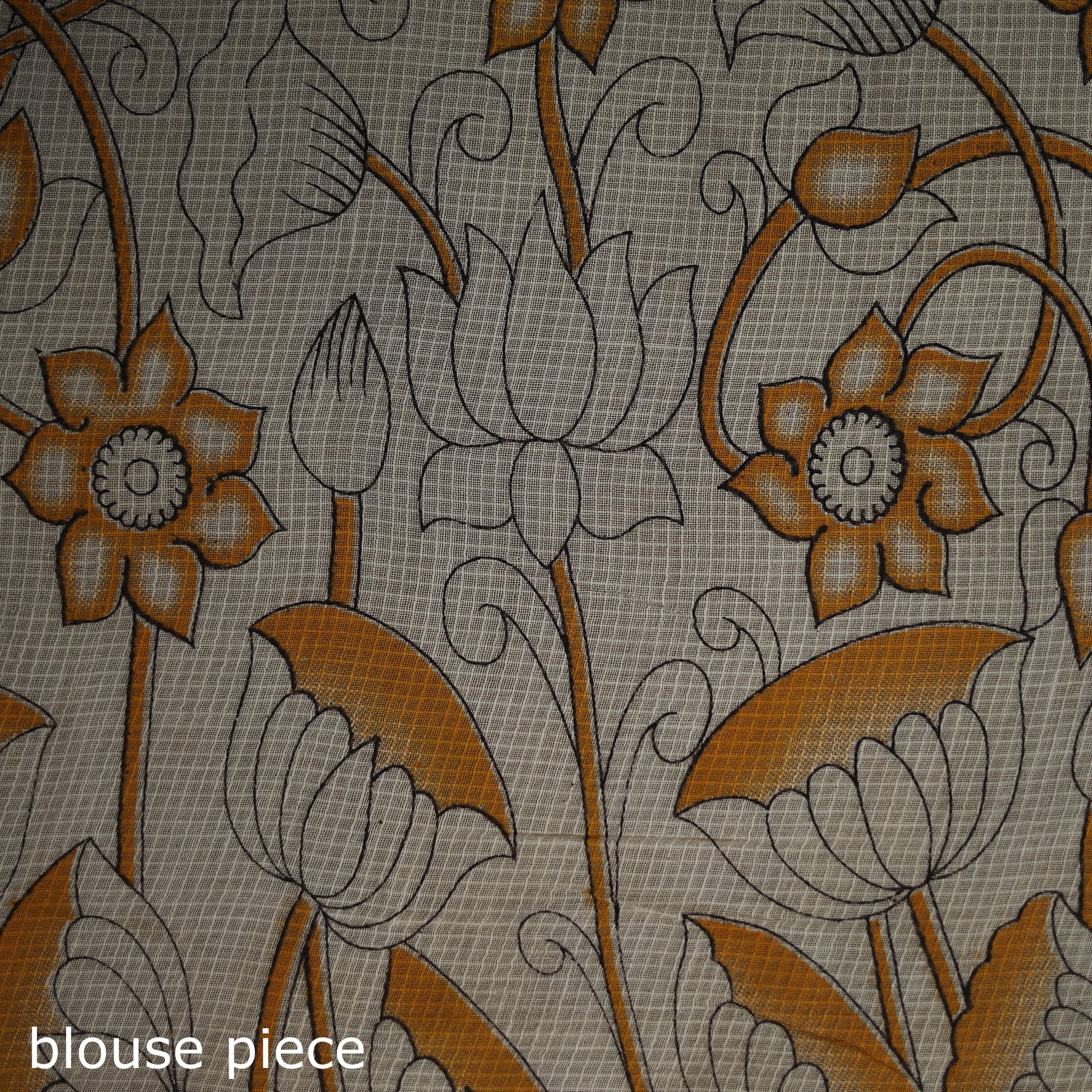 Kalamkari Printed Kota Doria Cotton Saree 31 - Image 5