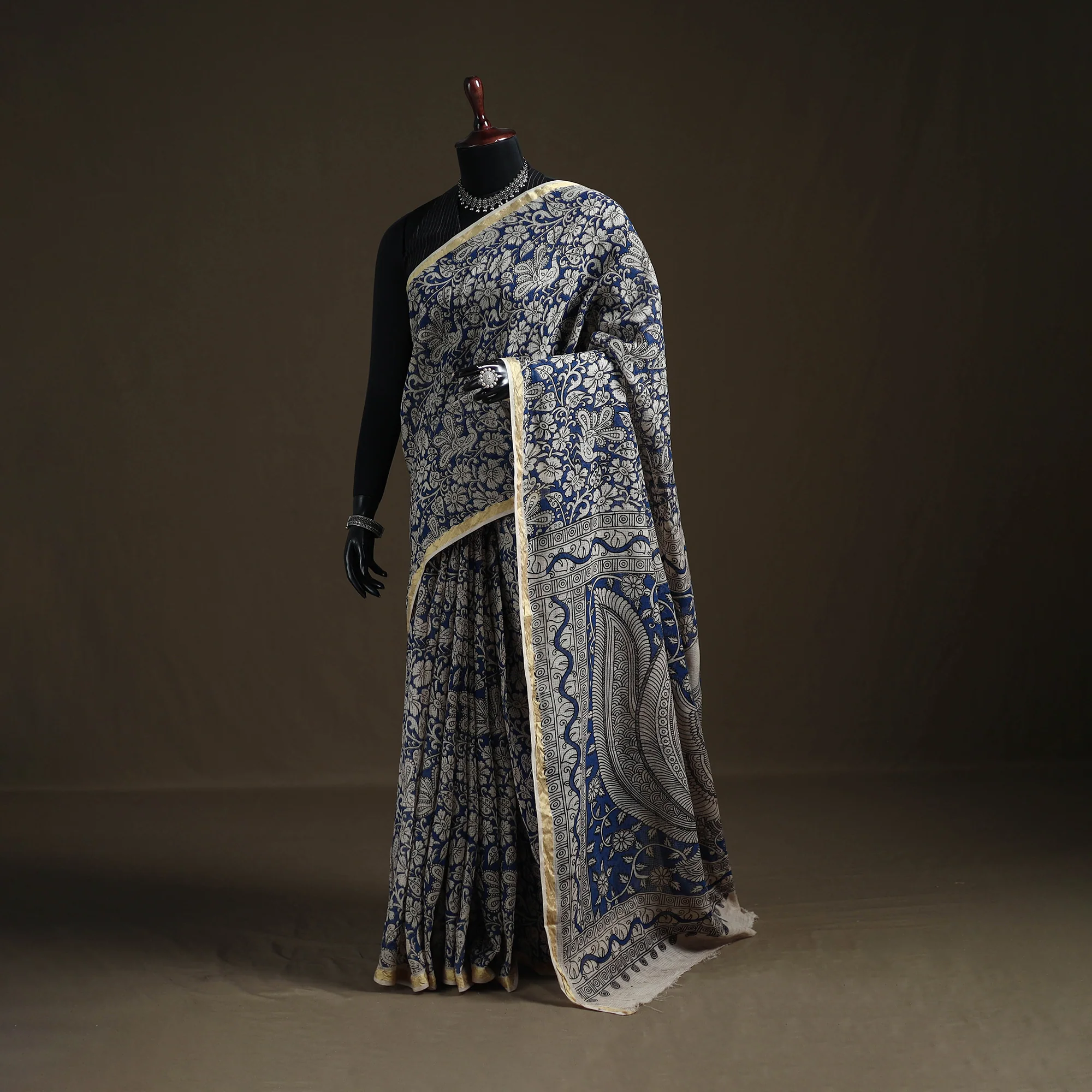 Kalamkari Printed Kota Doria Cotton Saree 34