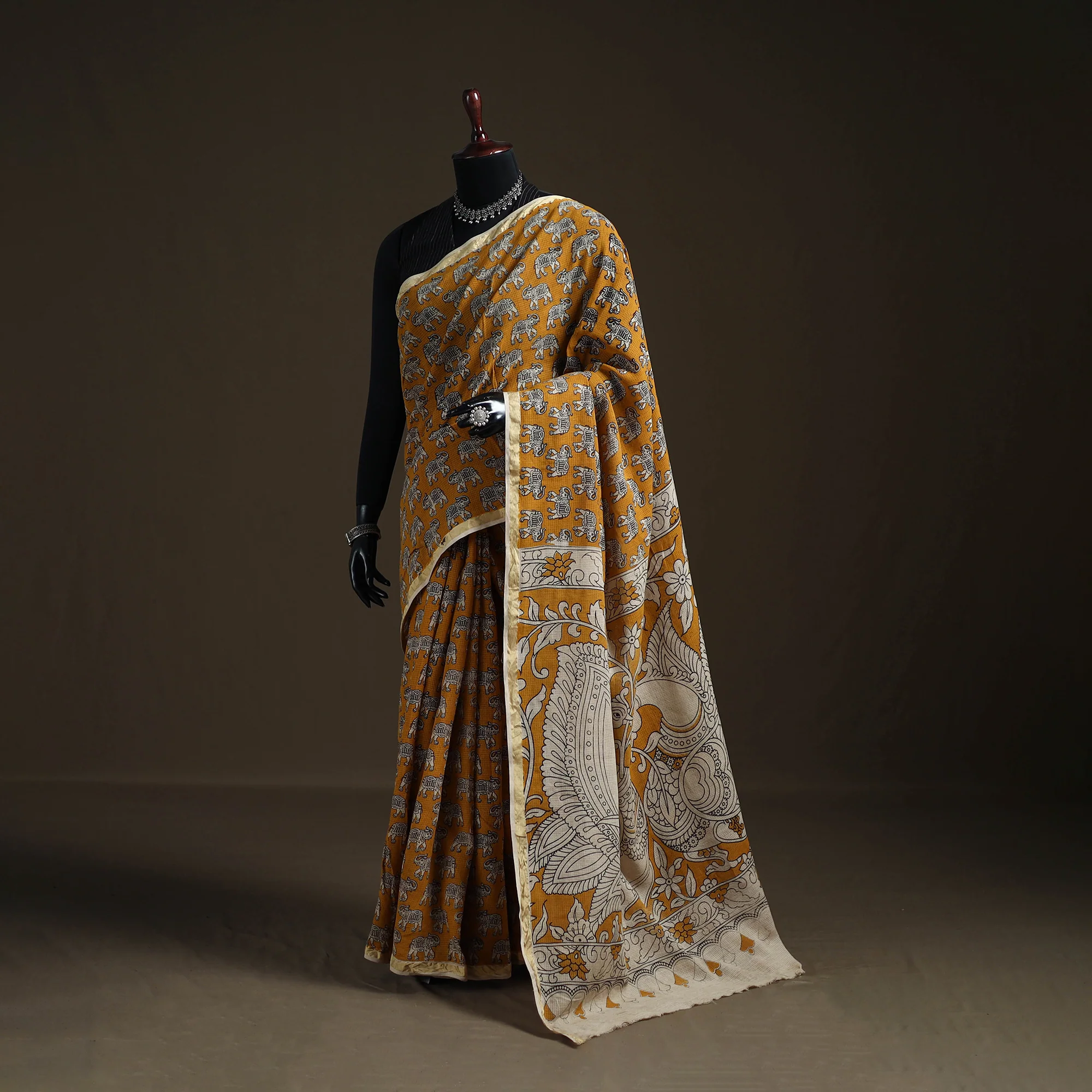 Kalamkari Printed Kota Doria Cotton Saree 39