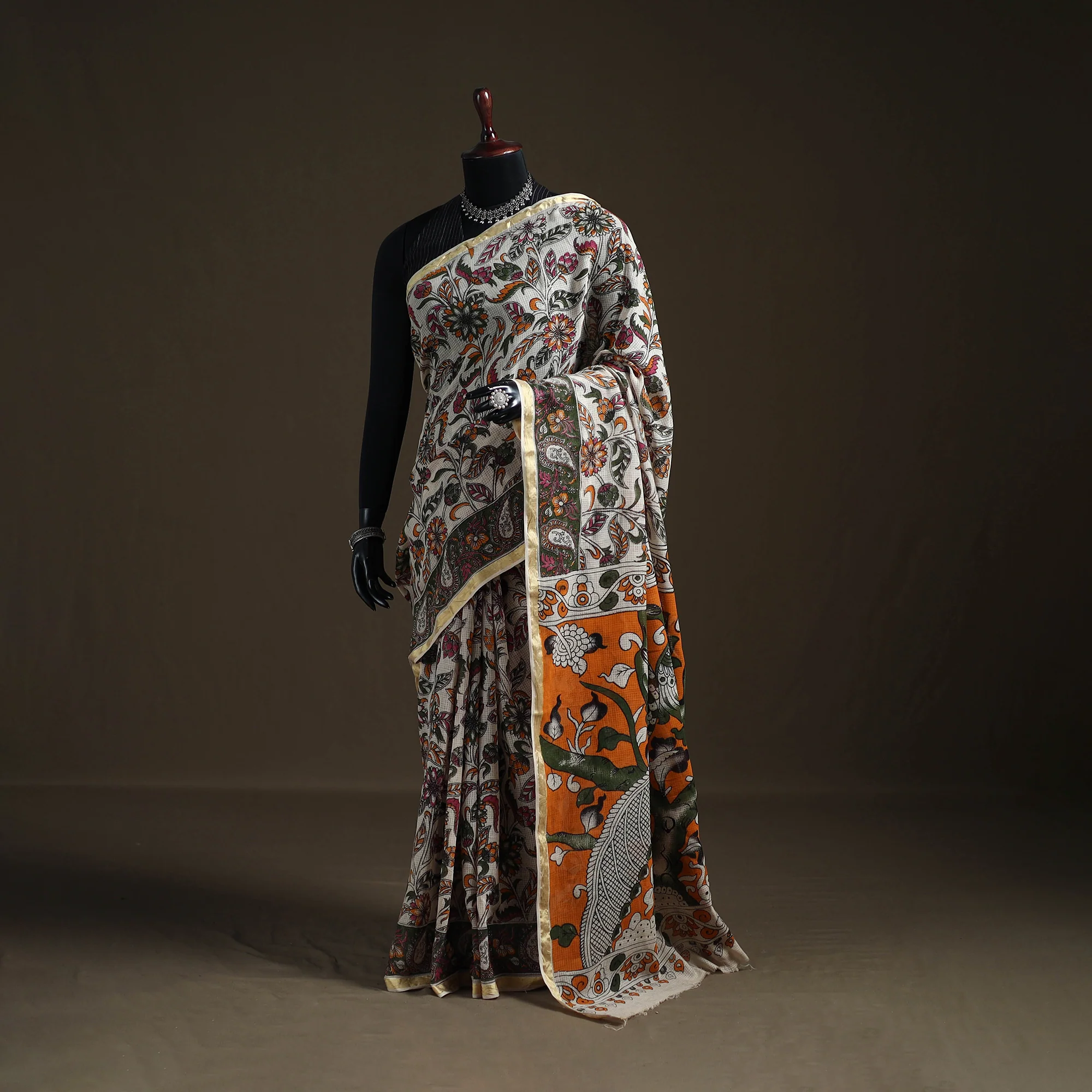 Kalamkari Printed Kota Doria Cotton Saree 42