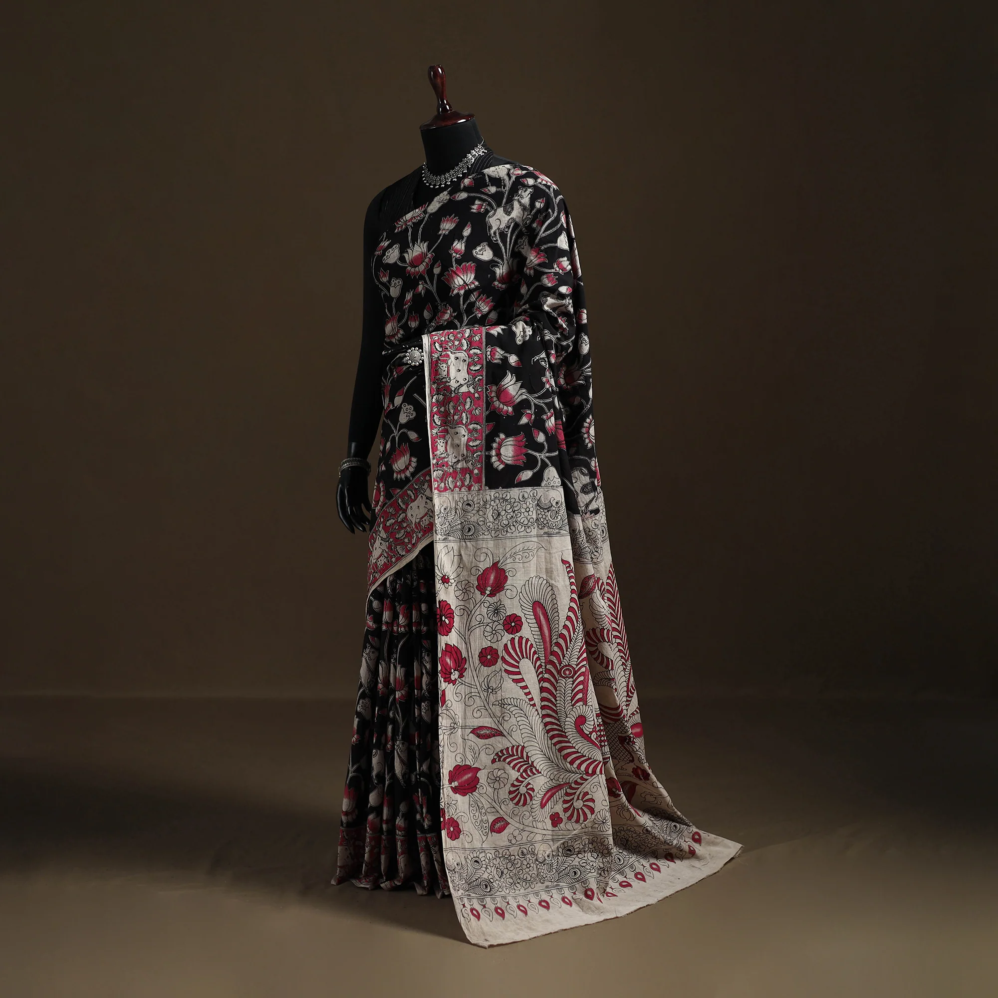 Kalamkari Printed Pure Mul Cotton Saree 15