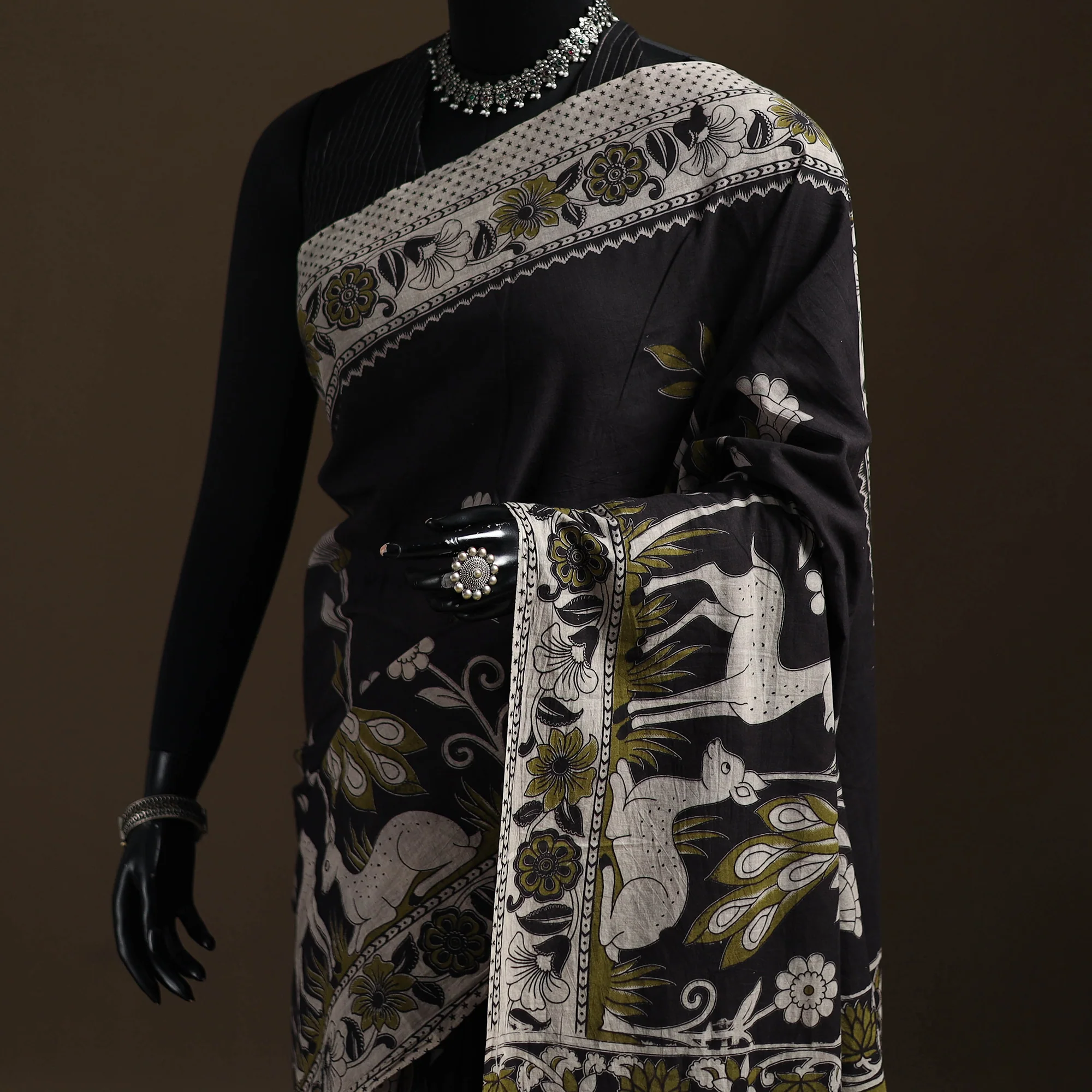 Kalamkari Printed Pure Mul Cotton Saree 20 - Image 2