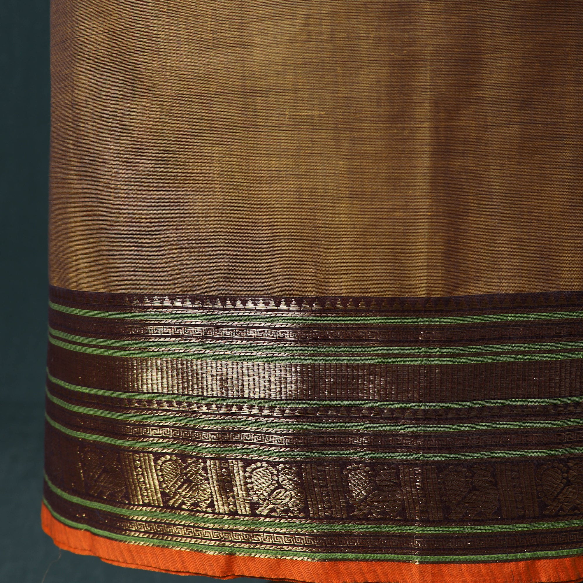 Brown - Kandangi Chettinad Cotton 2pc Unstitched Dress Material Kurta Set 11 - Image 5