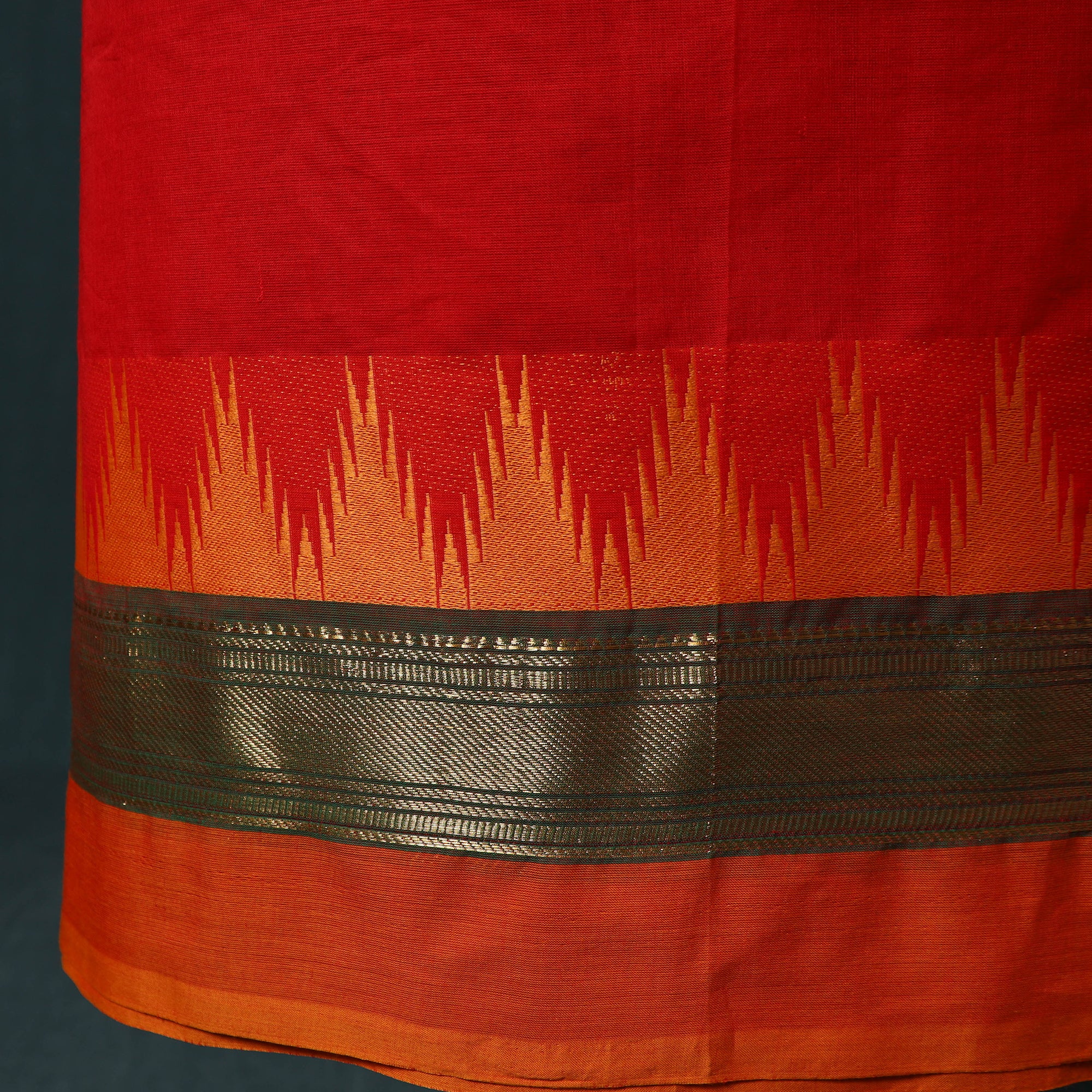 Red - Kandangi Chettinad Cotton 2pc Unstitched Dress Material Kurta Set 19 - Image 5