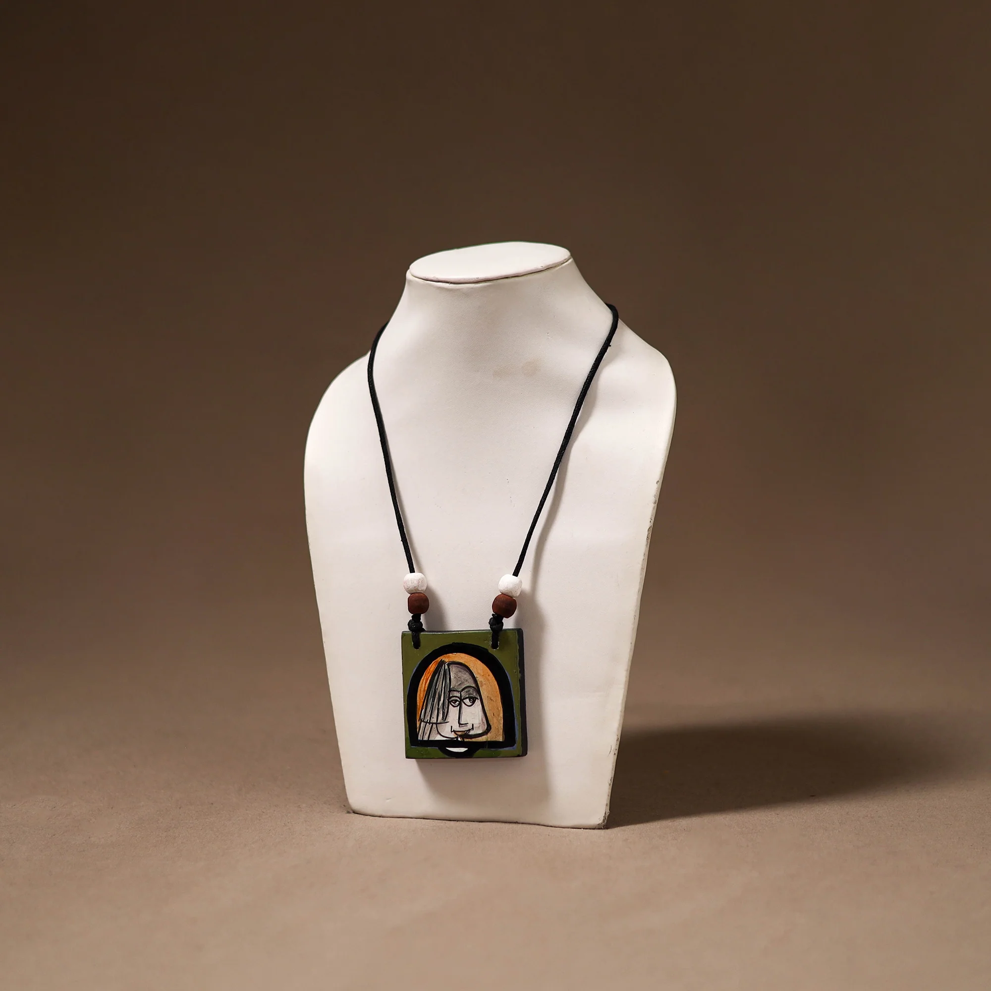Kerala Mural Handpainted Bamboo Necklace 180