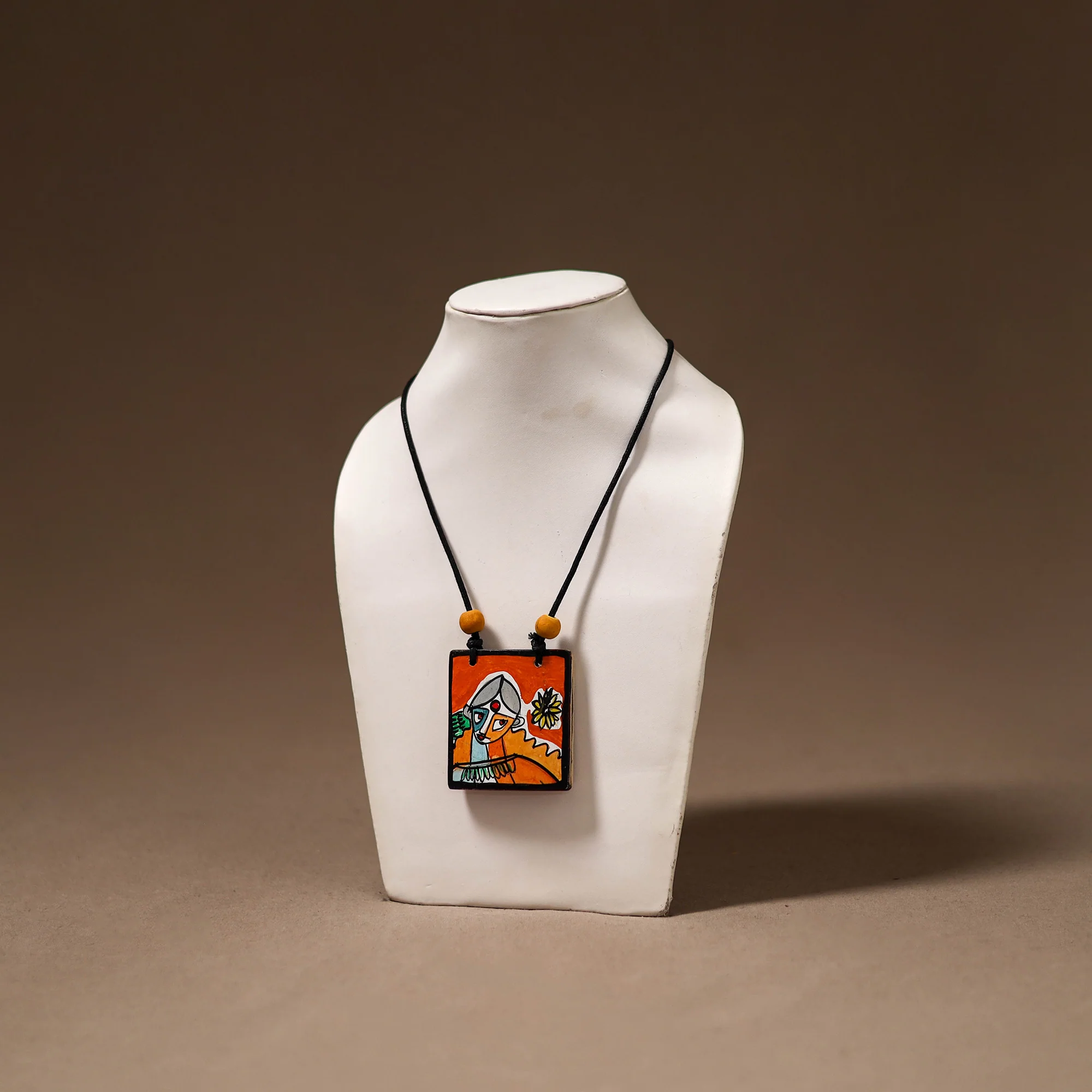Kerala Mural Handpainted Bamboo Necklace 182