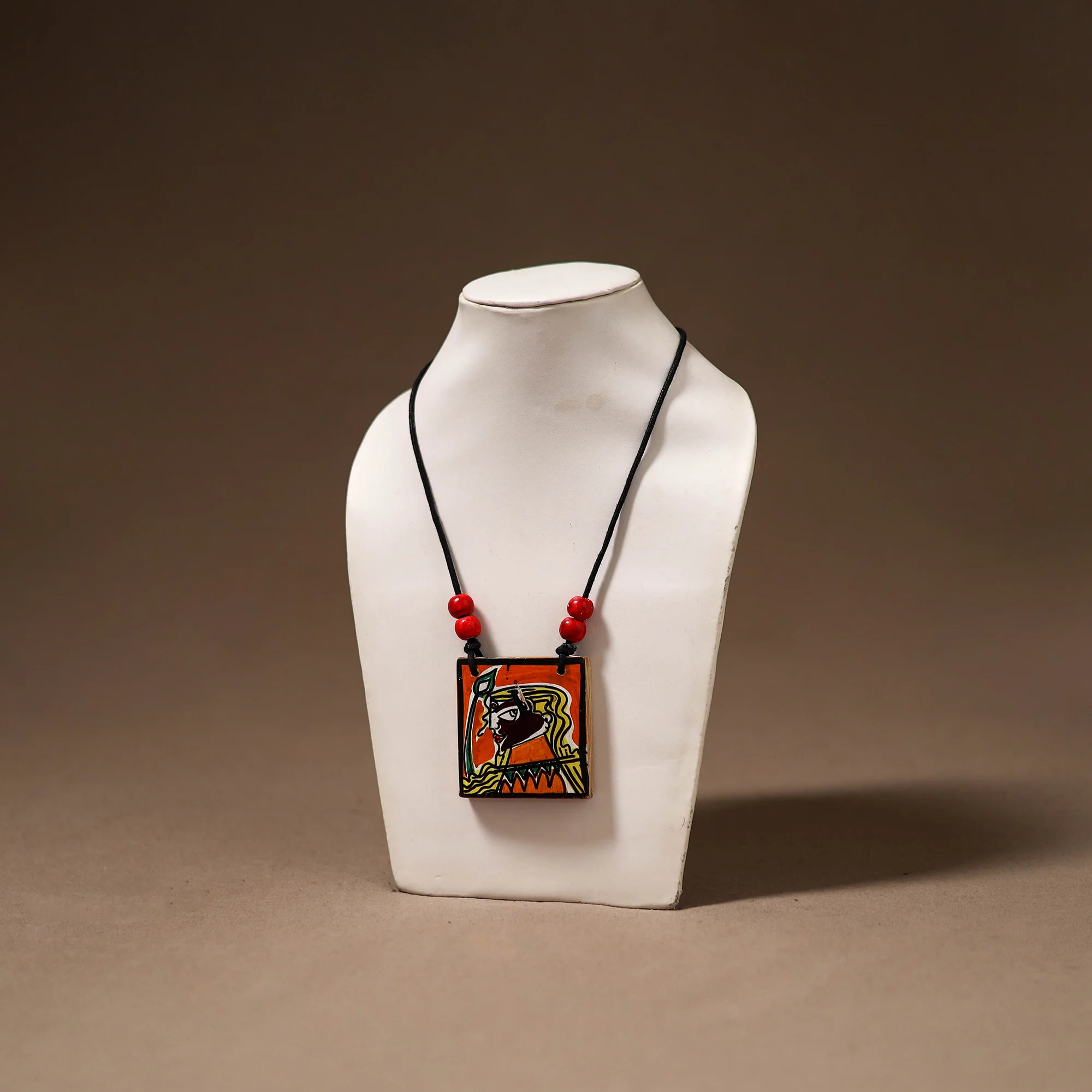 Kerala Mural Handpainted Bamboo Necklace 183