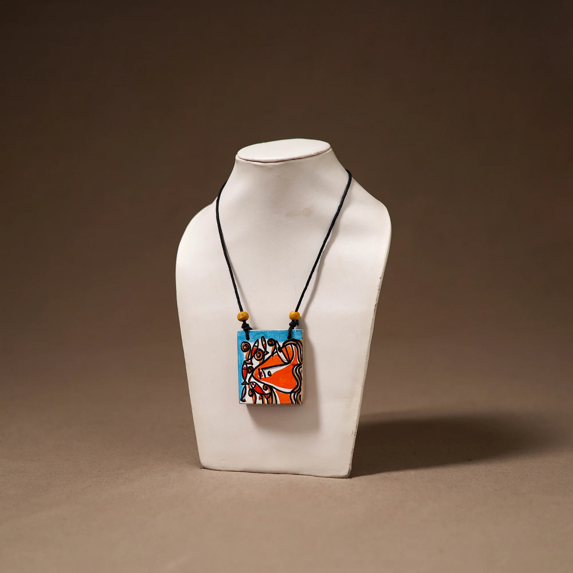Kerala Mural Handpainted Bamboo Necklace 216