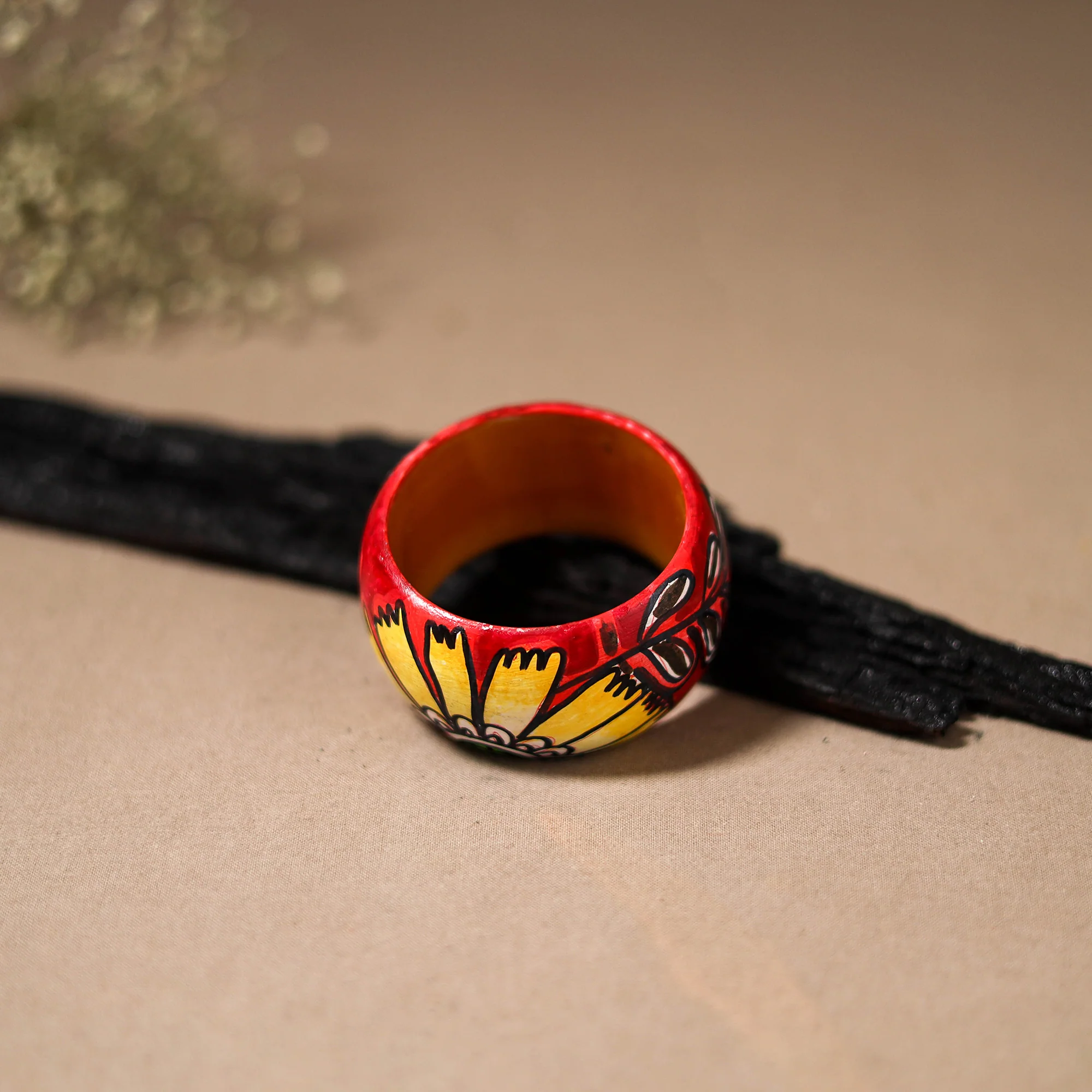 Kerala Mural Handpainted Wooden Bangle (Size - 2-4) 65