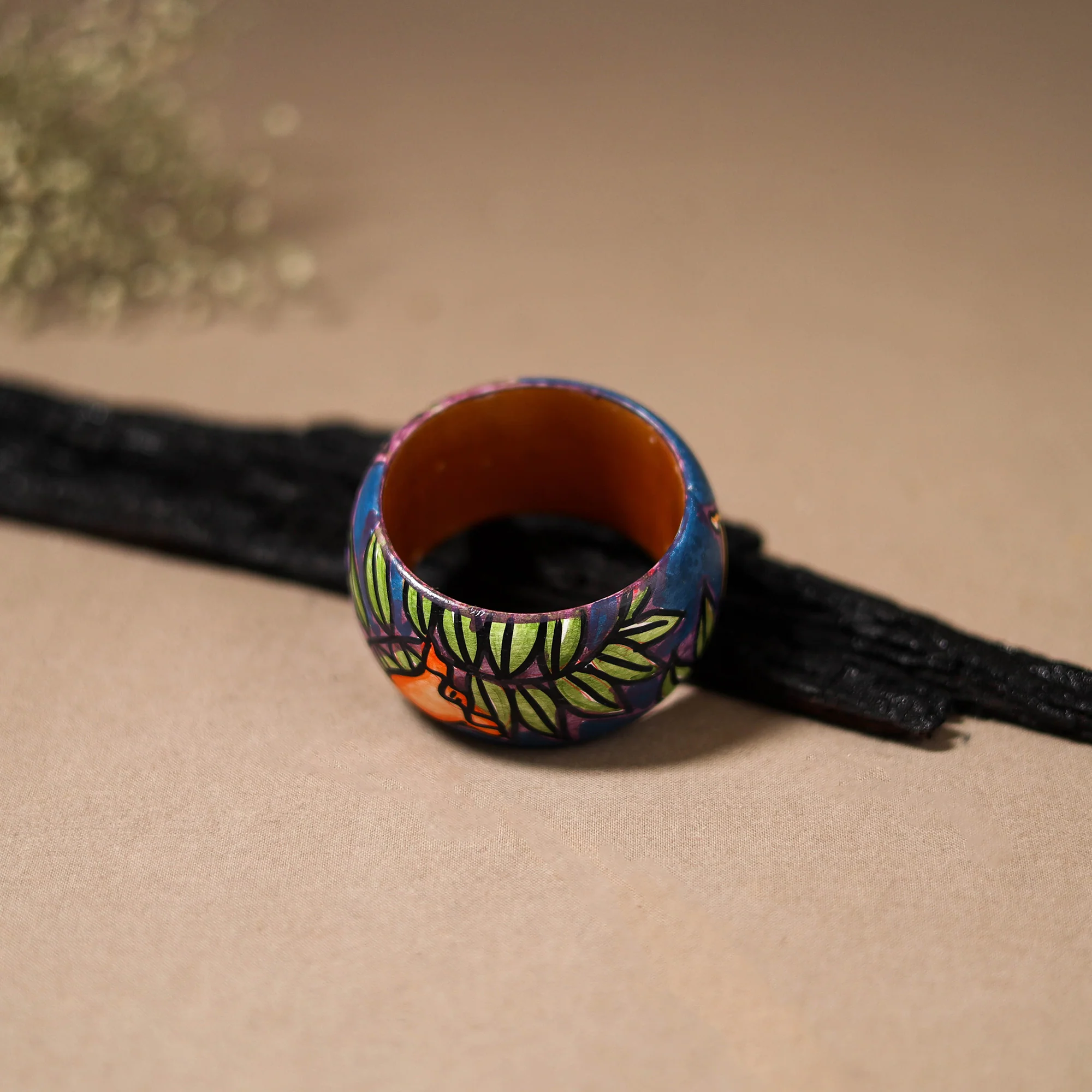 Kerala Mural Handpainted Wooden Bangle (Size - 2-4) 66