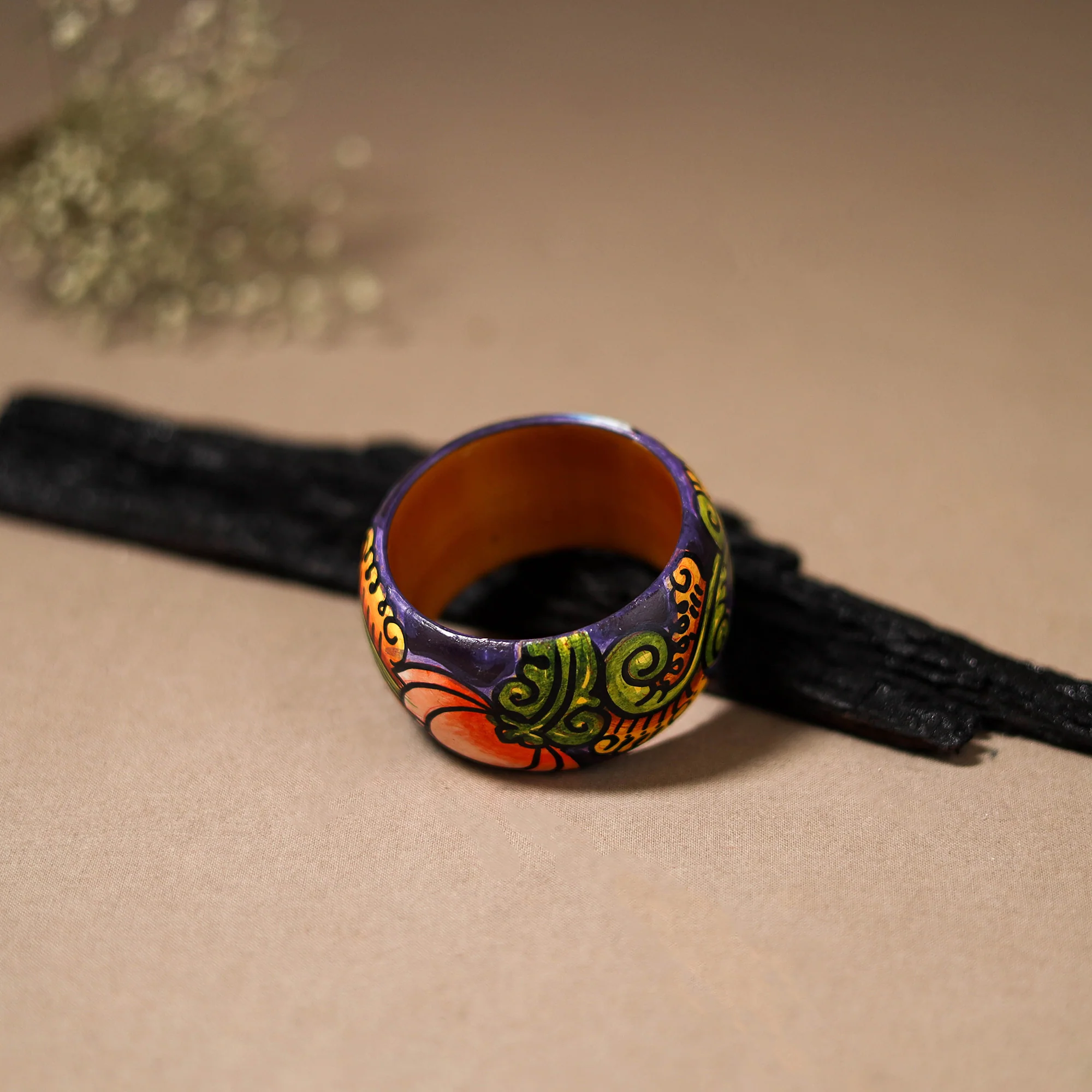 Kerala Mural Handpainted Wooden Bangle (Size - 2-4) 69