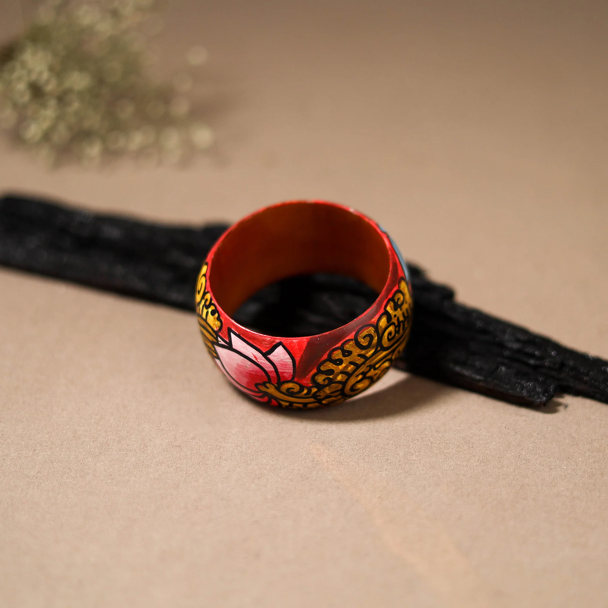 Kerala Mural Handpainted Wooden Bangle (Size - 2-6) 74