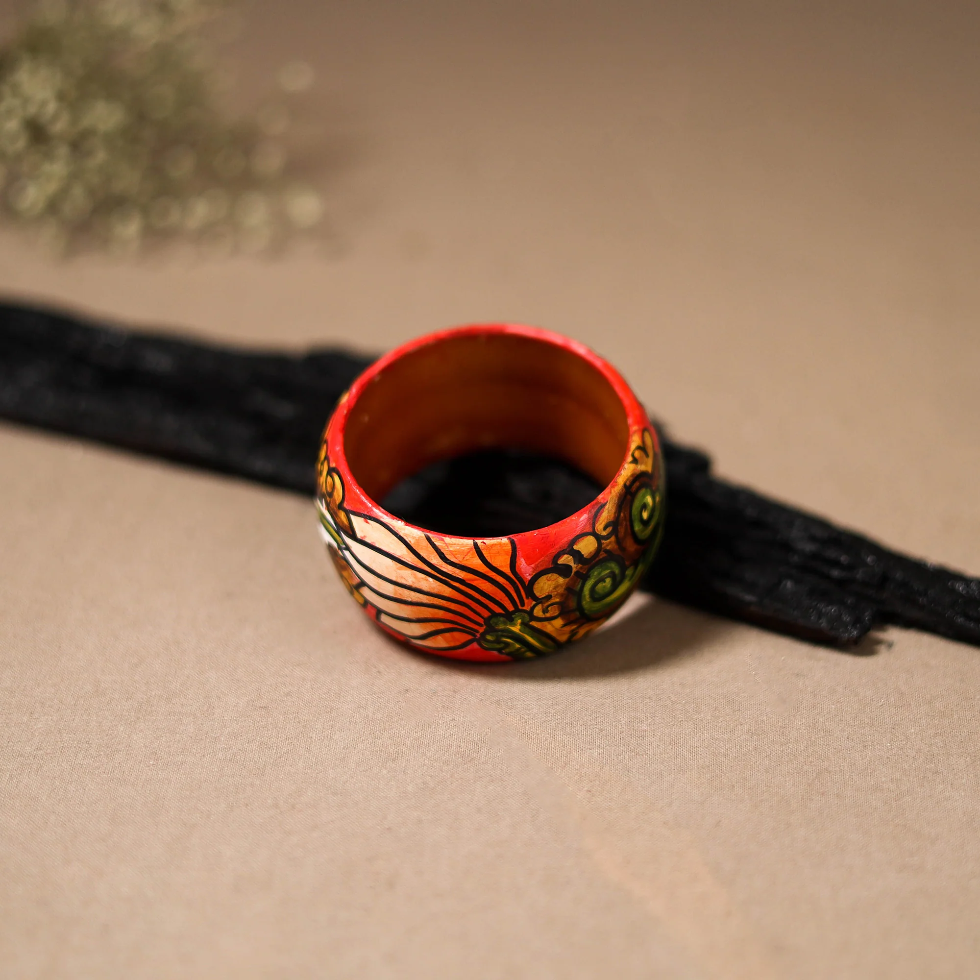 Kerala Mural Handpainted Wooden Bangle (Size - 2-6) 75