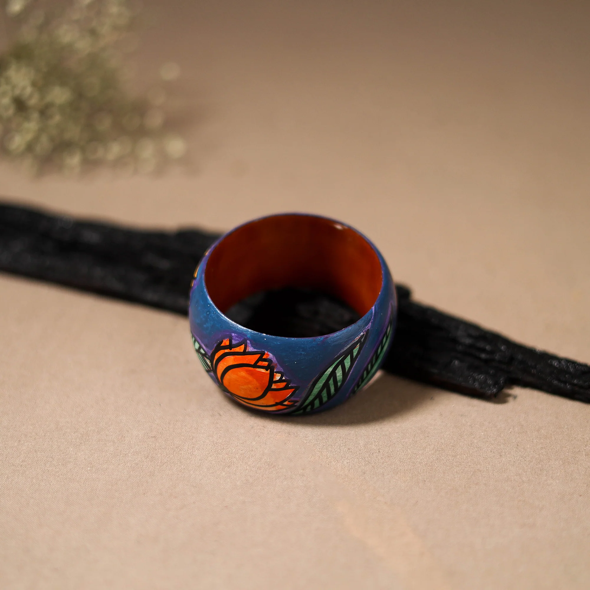 Kerala Mural Handpainted Wooden Bangle (Size - 2-6) 81