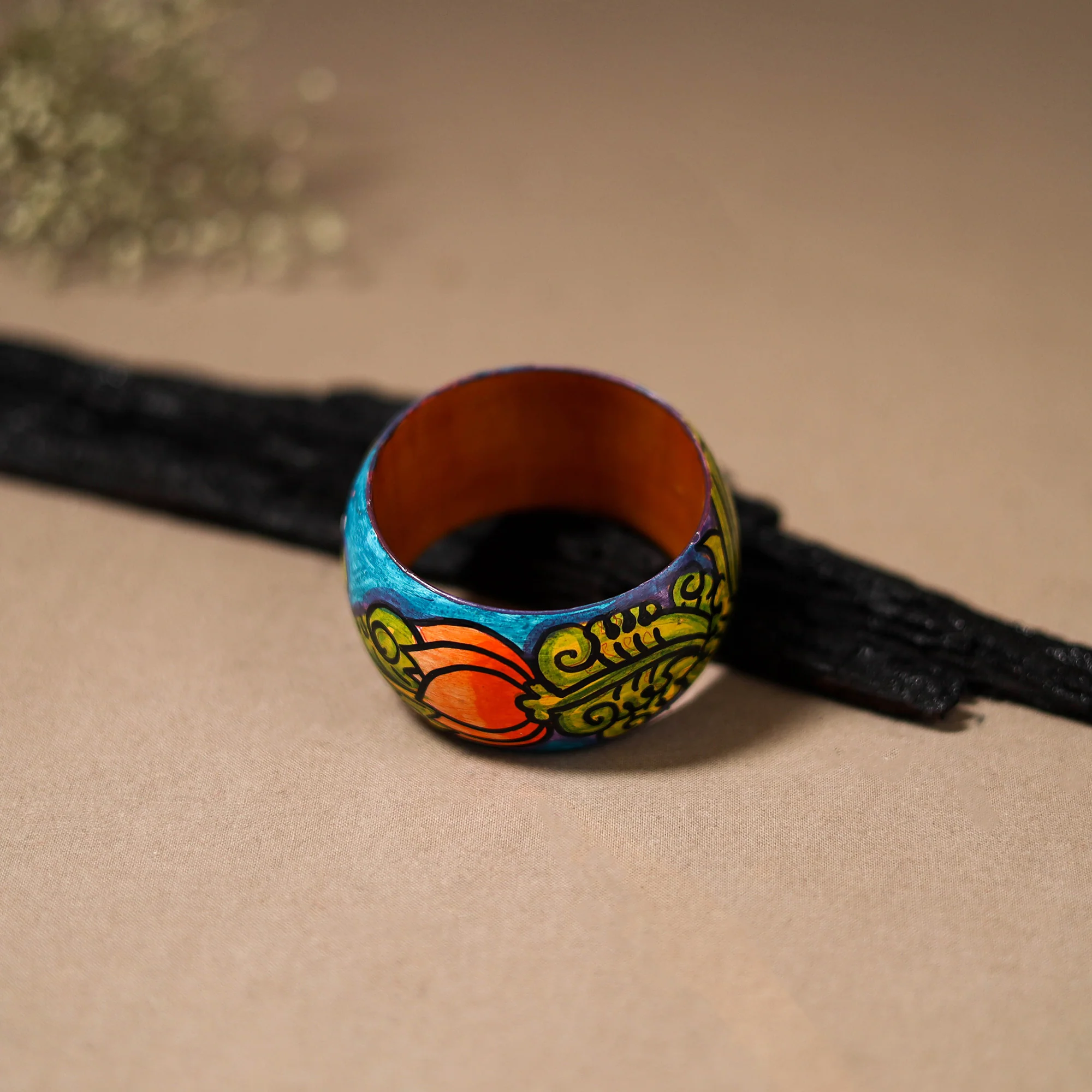 Kerala Mural Handpainted Wooden Bangle (Size - 2-6) 83