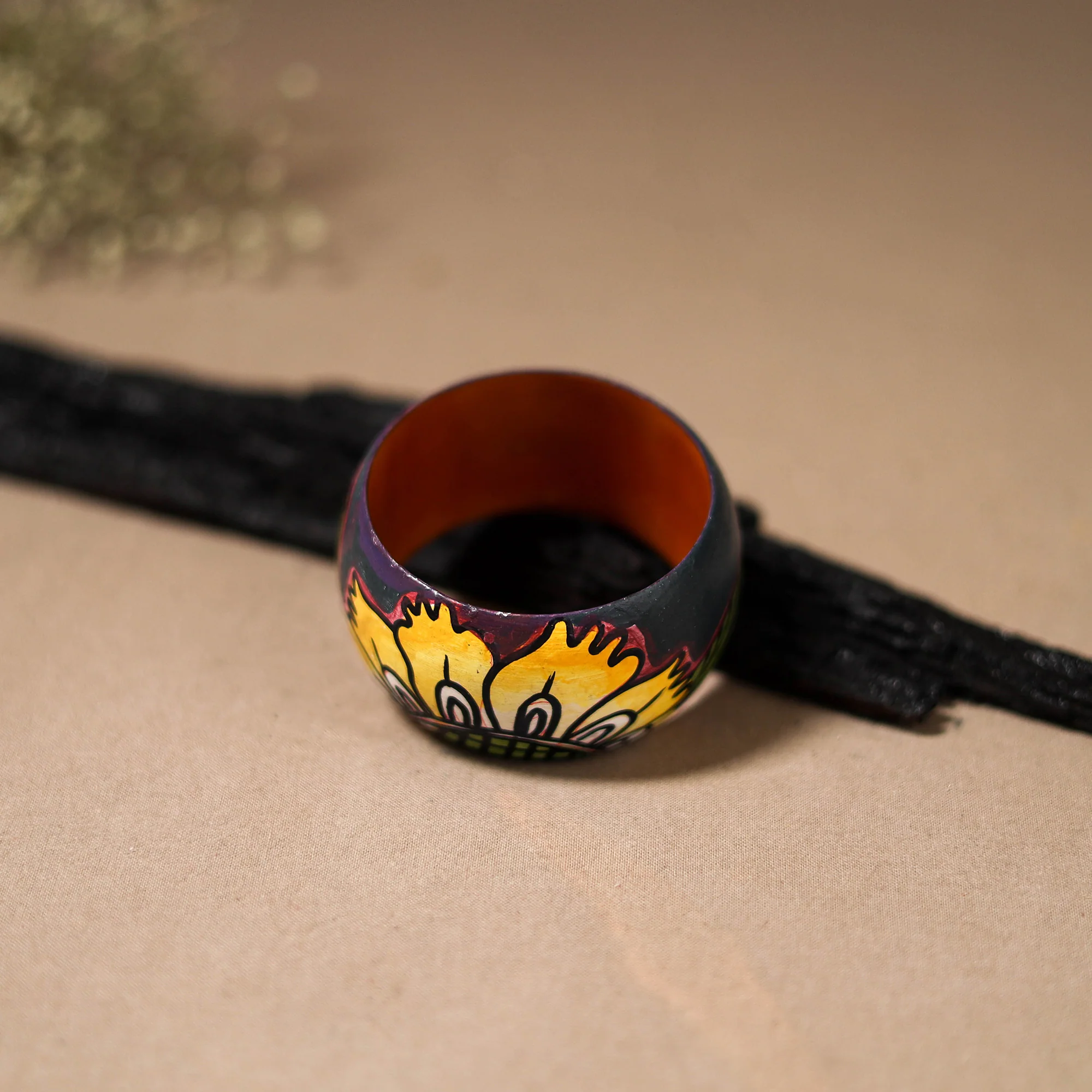 Kerala Mural Handpainted Wooden Bangle (Size - 2-6) 86