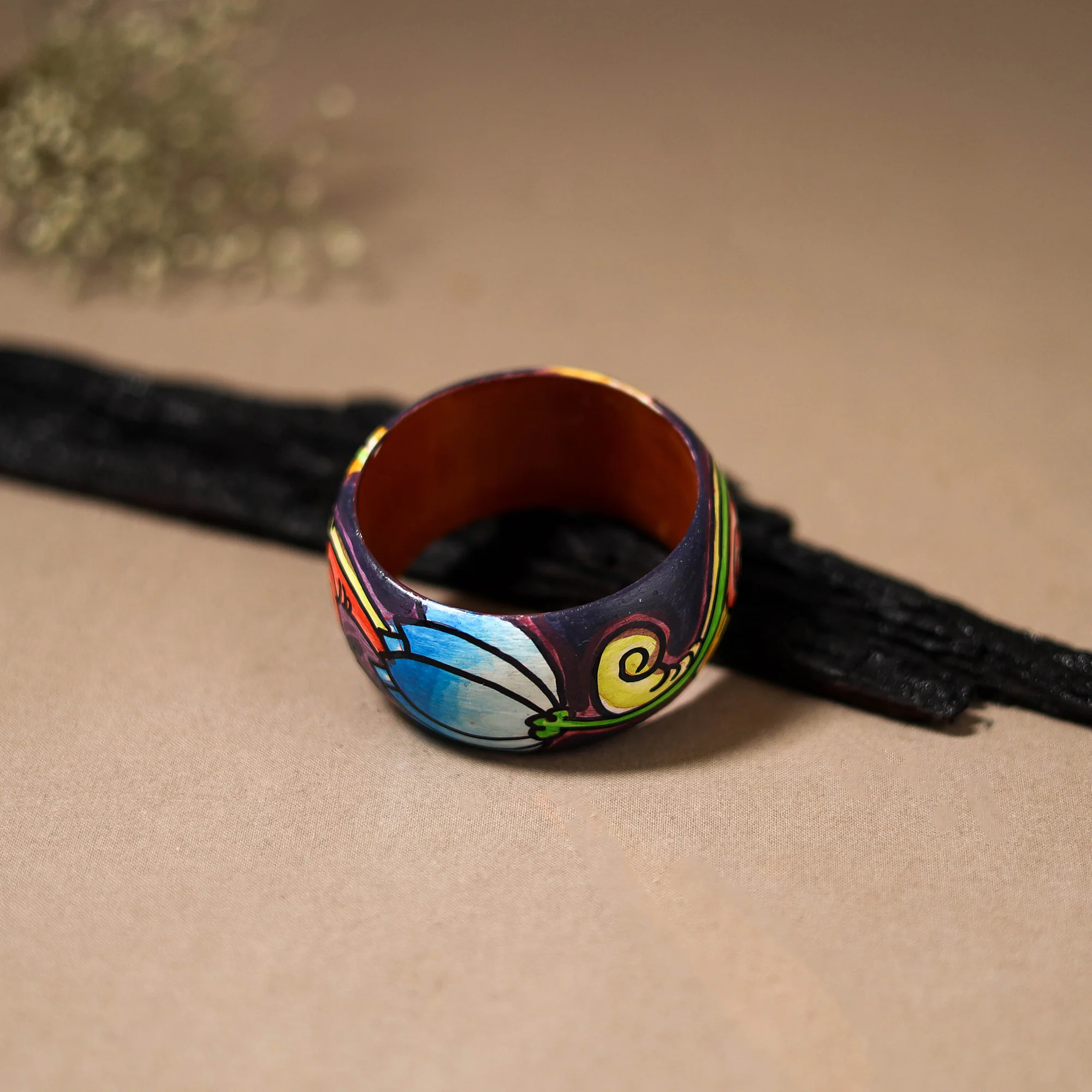 Kerala Mural Handpainted Wooden Bangle (Size - 2-8) 91