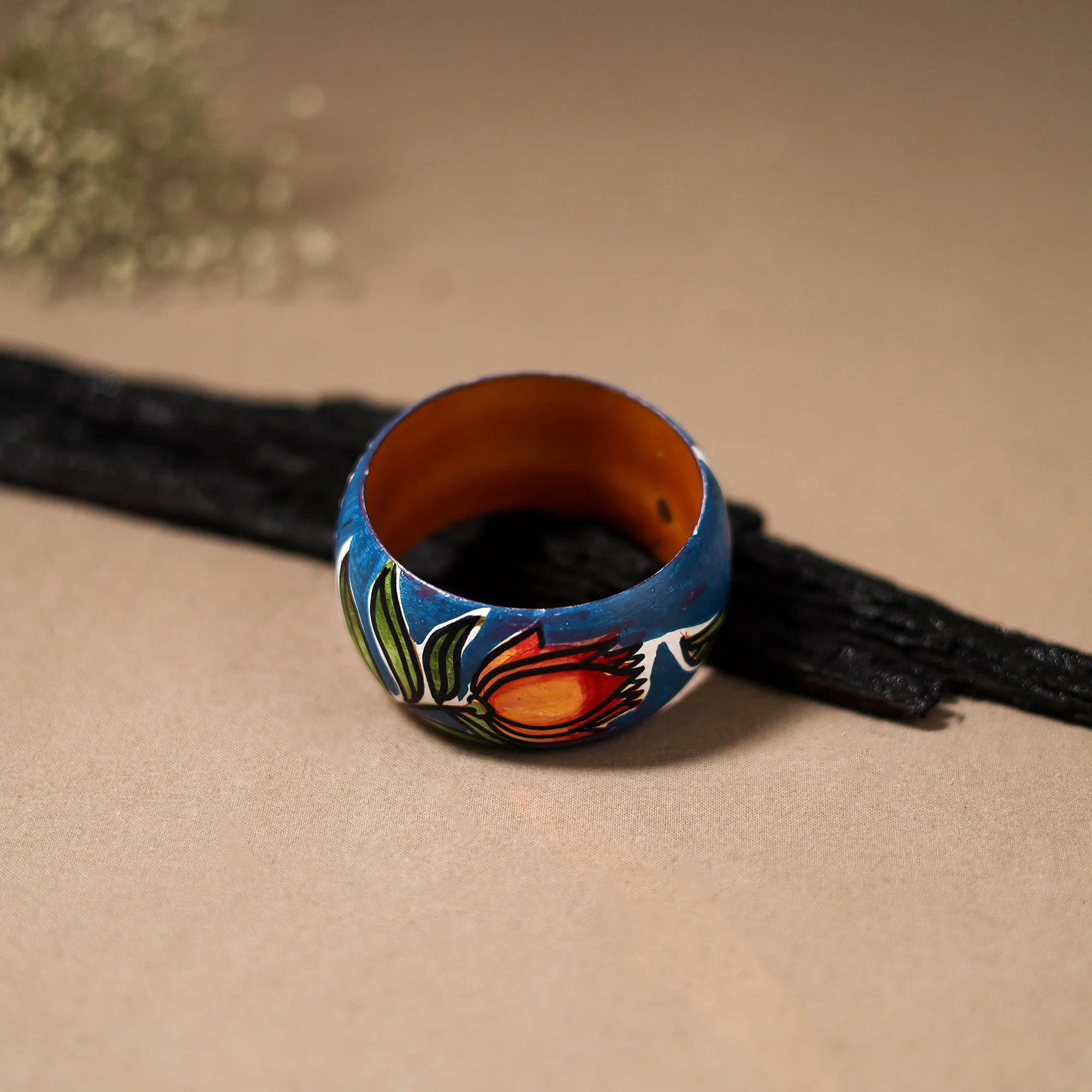 Kerala Mural Handpainted Wooden Bangle (Size - 2-8) 98