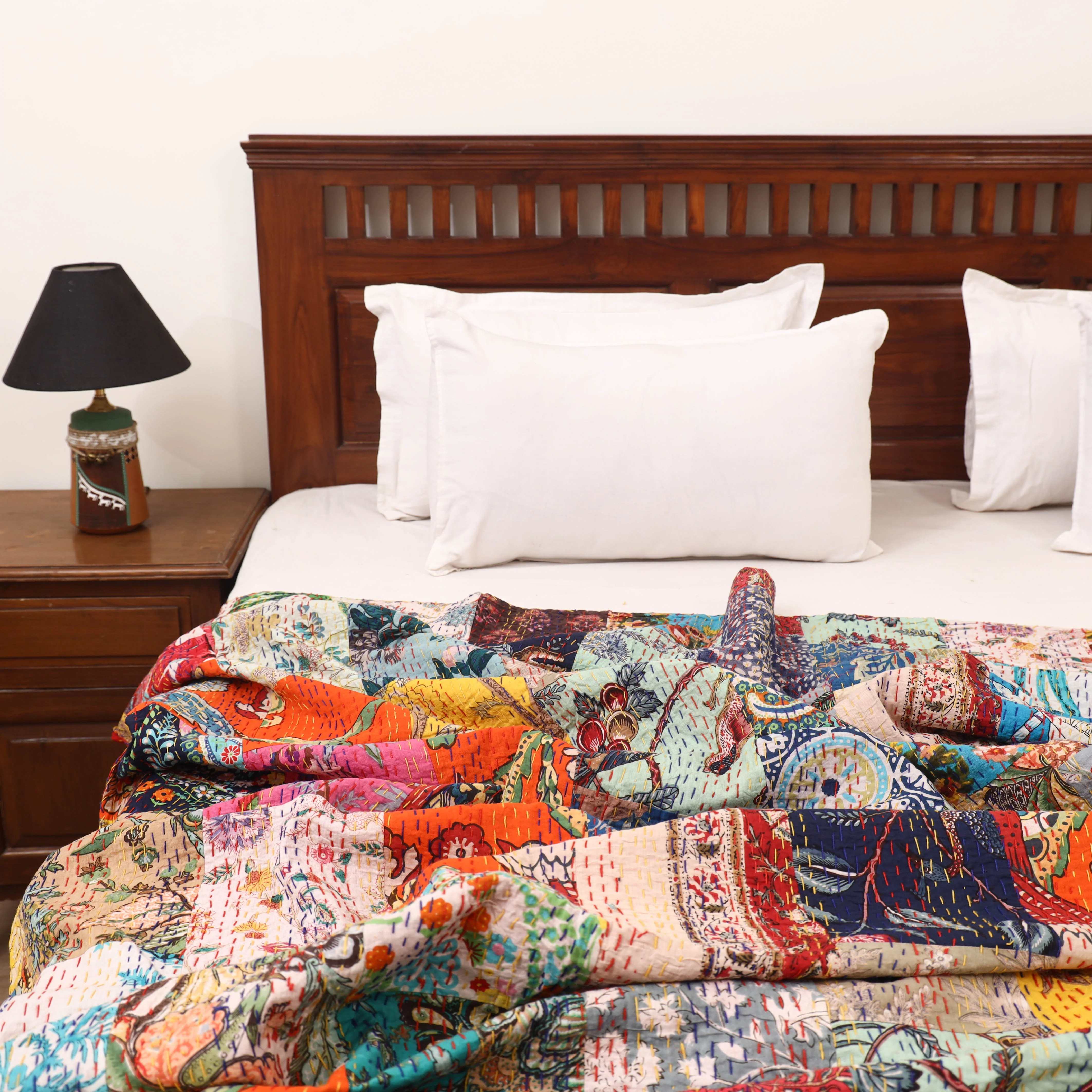 Multicolor - Khambadiya Tagai Patchwork Quilt / Gudri / Blanket 09 - Image 2