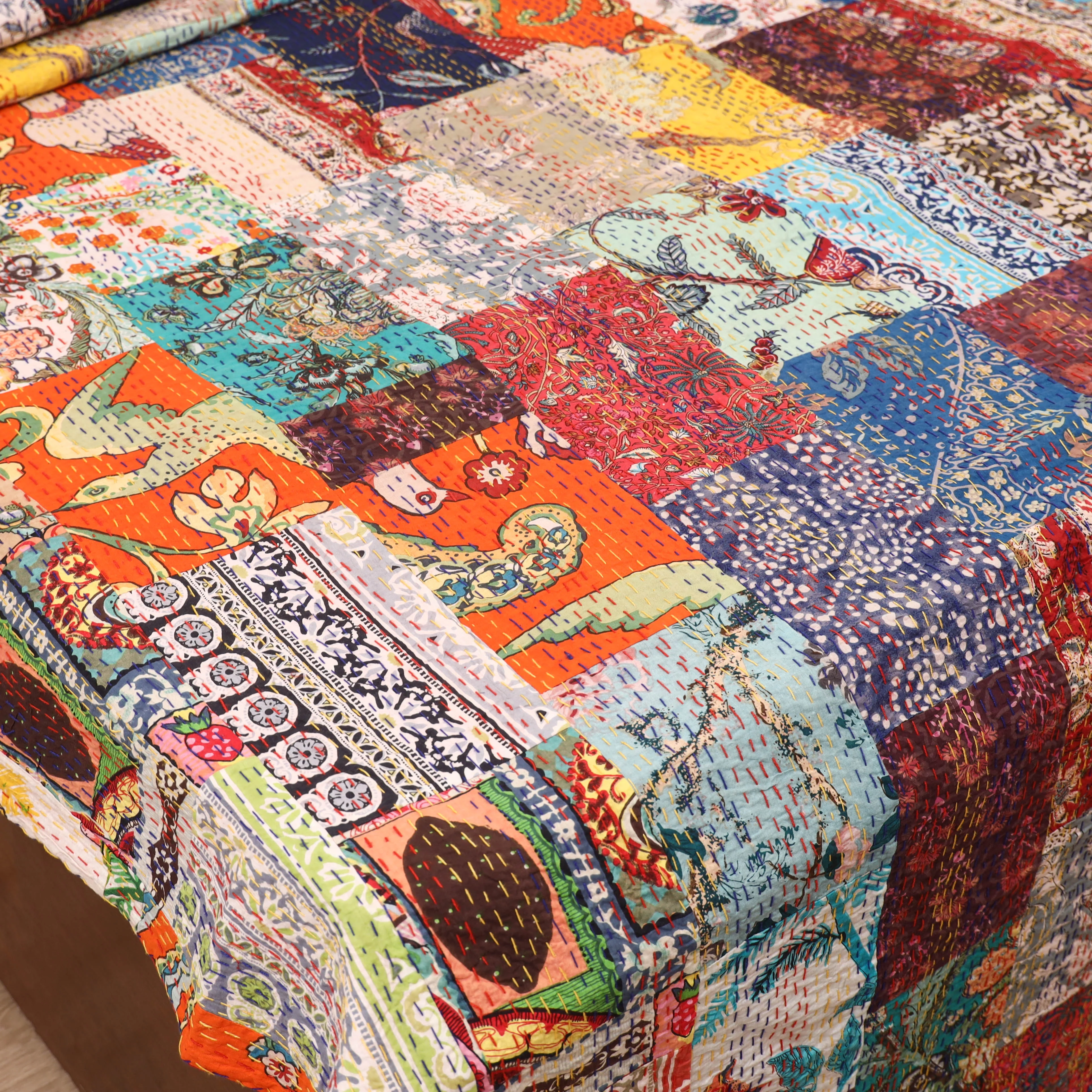 Multicolor - Khambadiya Tagai Patchwork Quilt / Gudri / Blanket 09 - Image 3